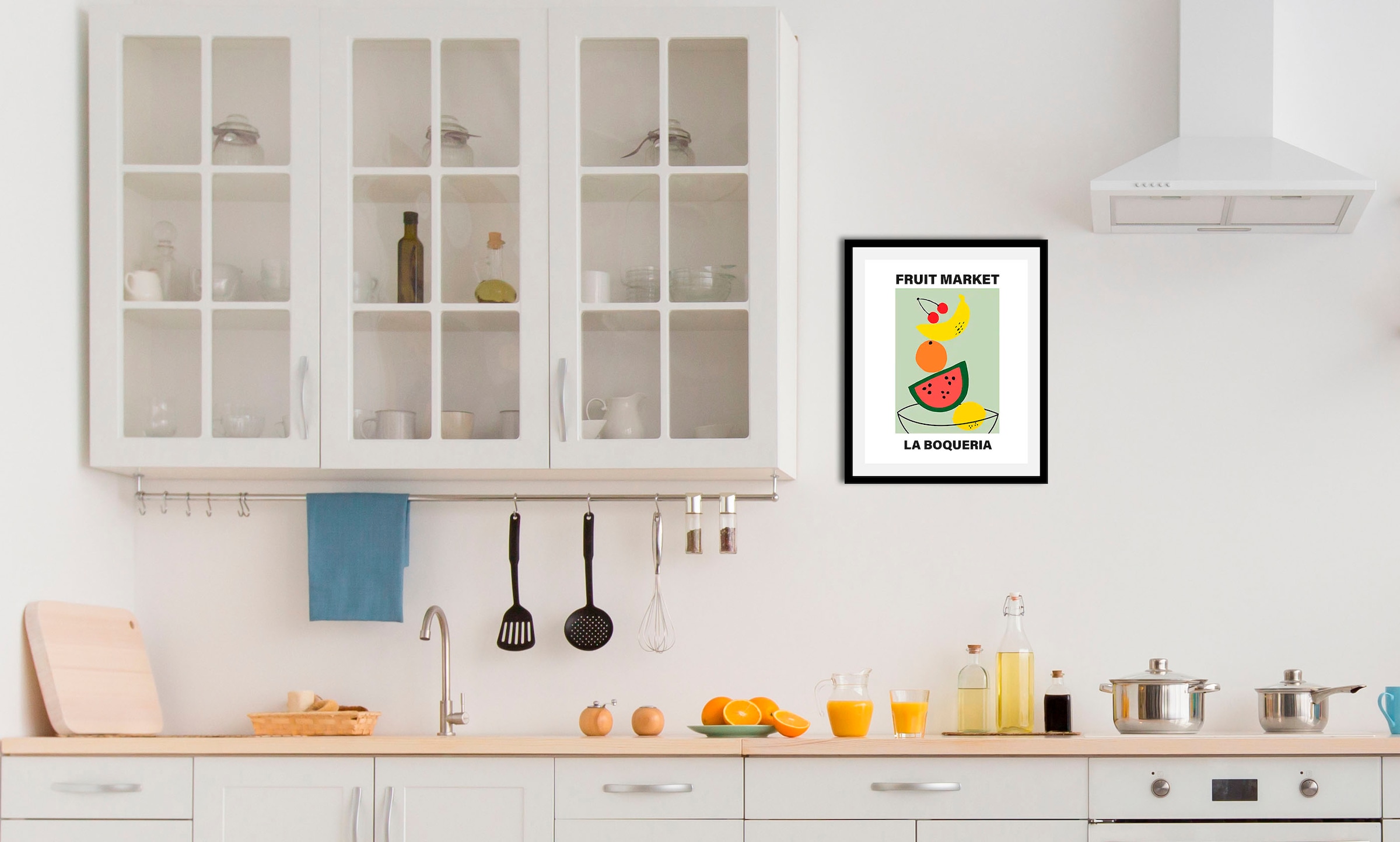 Image of queence Bild "Fruit Market" Abstrakt Essen Figuren Kunst Lebensmittel Obst Obst Bilder 1 Stk. tlg. gerahmt