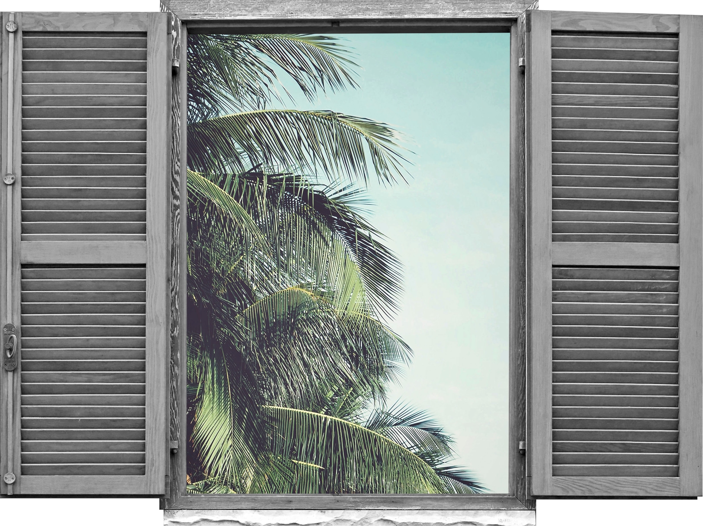 Image of queence Wandtattoo "Palmblätter" Wandsticker, Wandbild, selbstklebend, 3D, Fenster
