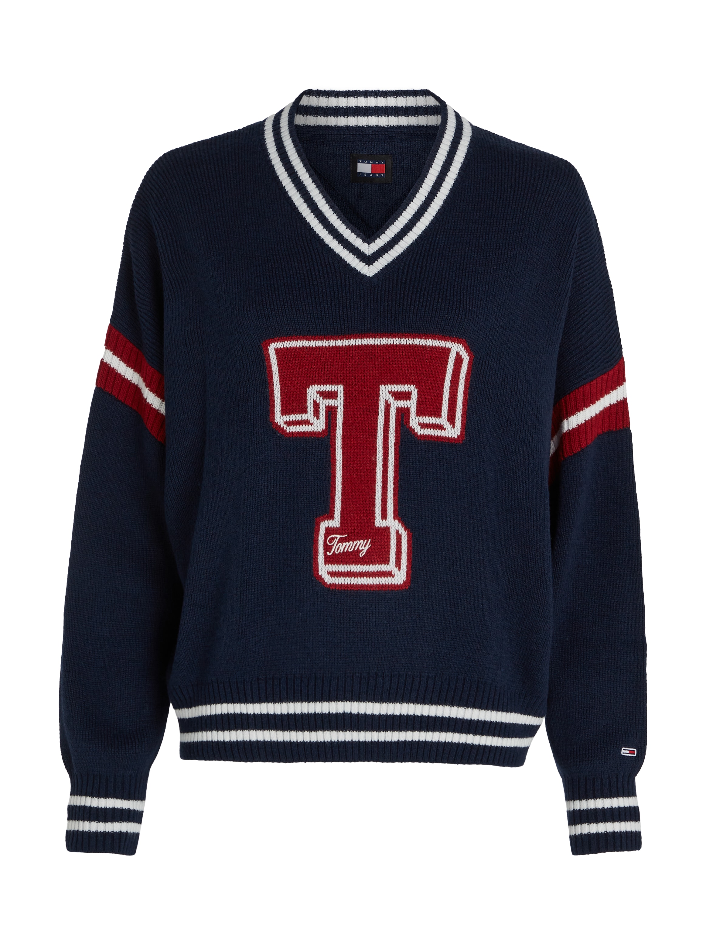 Tommy Jeans Strickpullover »TJW LETTERMAN SWEATER«, mit gestickter Tommy Jeans Flagge