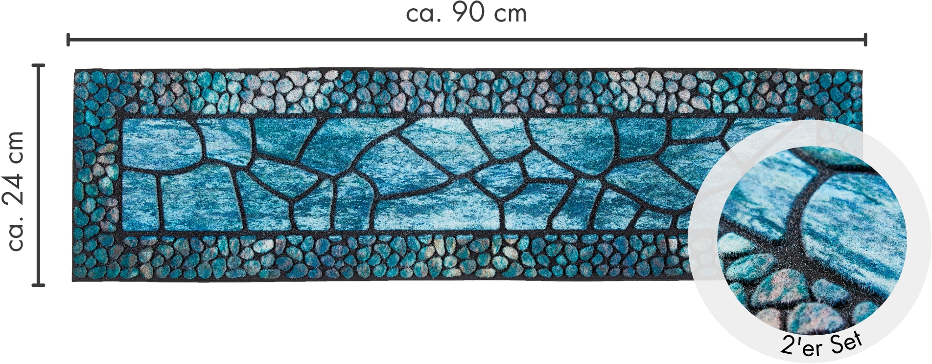 Andiamo Stufenmatte »Outdoor, 2er Set« rechteckig 6 mm Höhe Outdoor-Stufenmatten, Stein Motiv, Gartenbereich, Aussenbereich