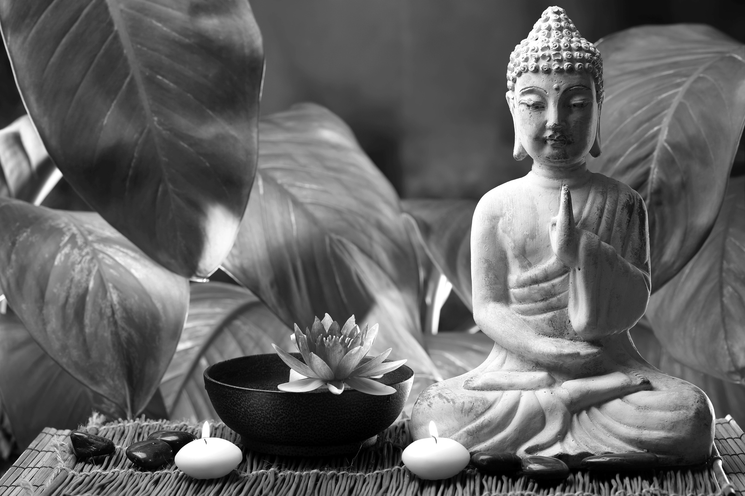 Papermoon Papier peint photo »Buddah Figur Schwarz & Weiss«