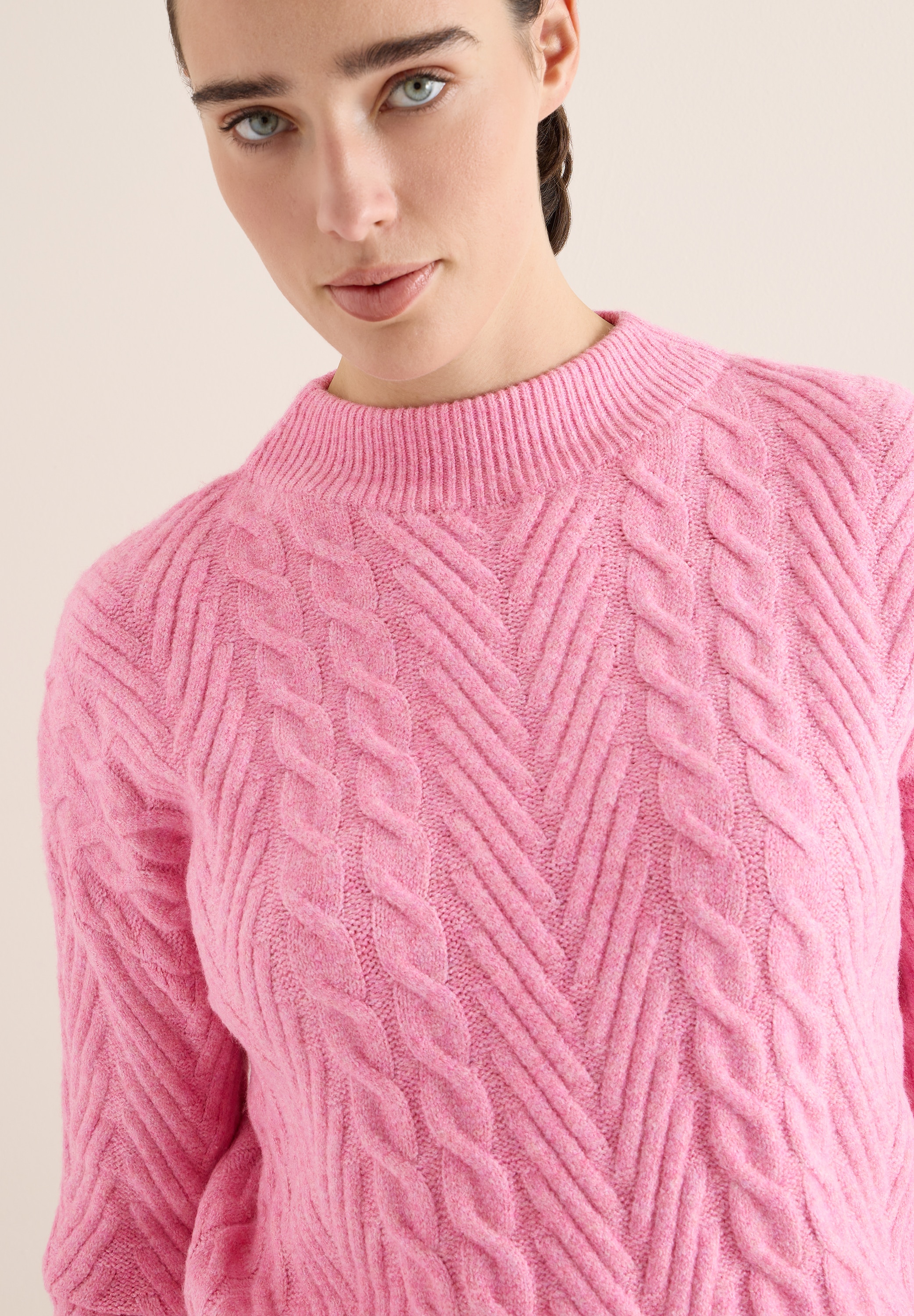 Cecil Strickpullover mit Turtle Neck, Zopfmuster