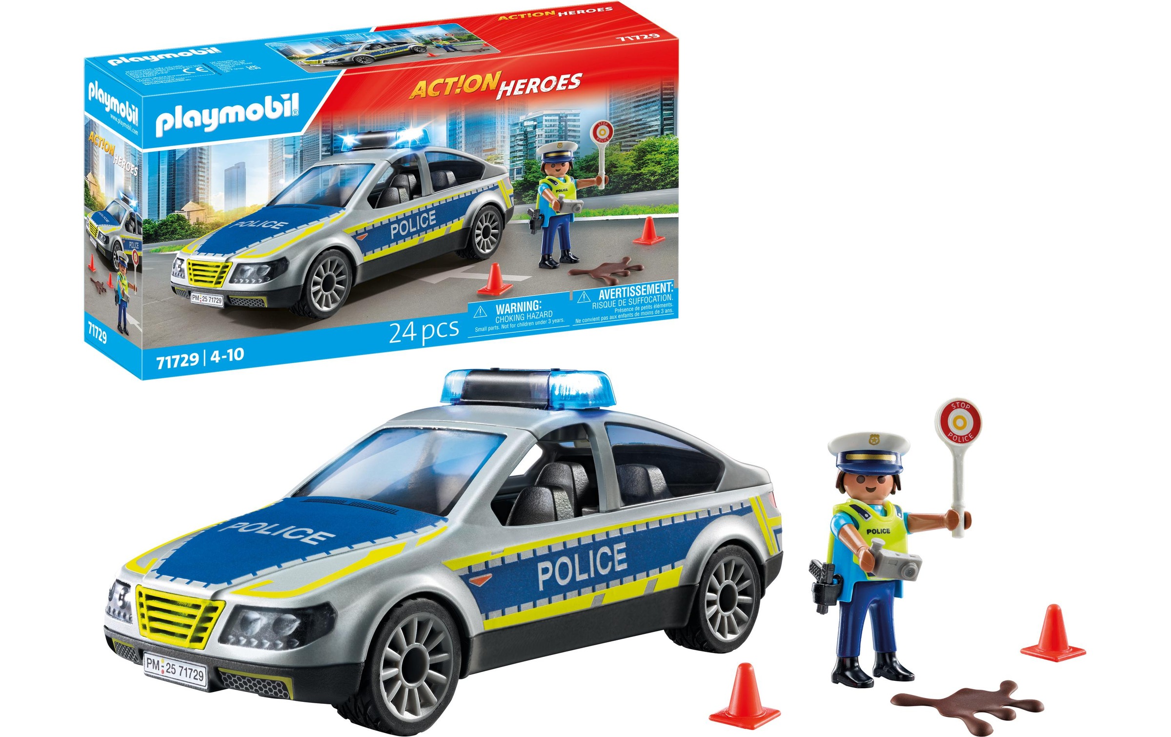 Playmobil® Spielbausteine »Action Heroes Polizei Streifenwagen 71729«, (24 St.)