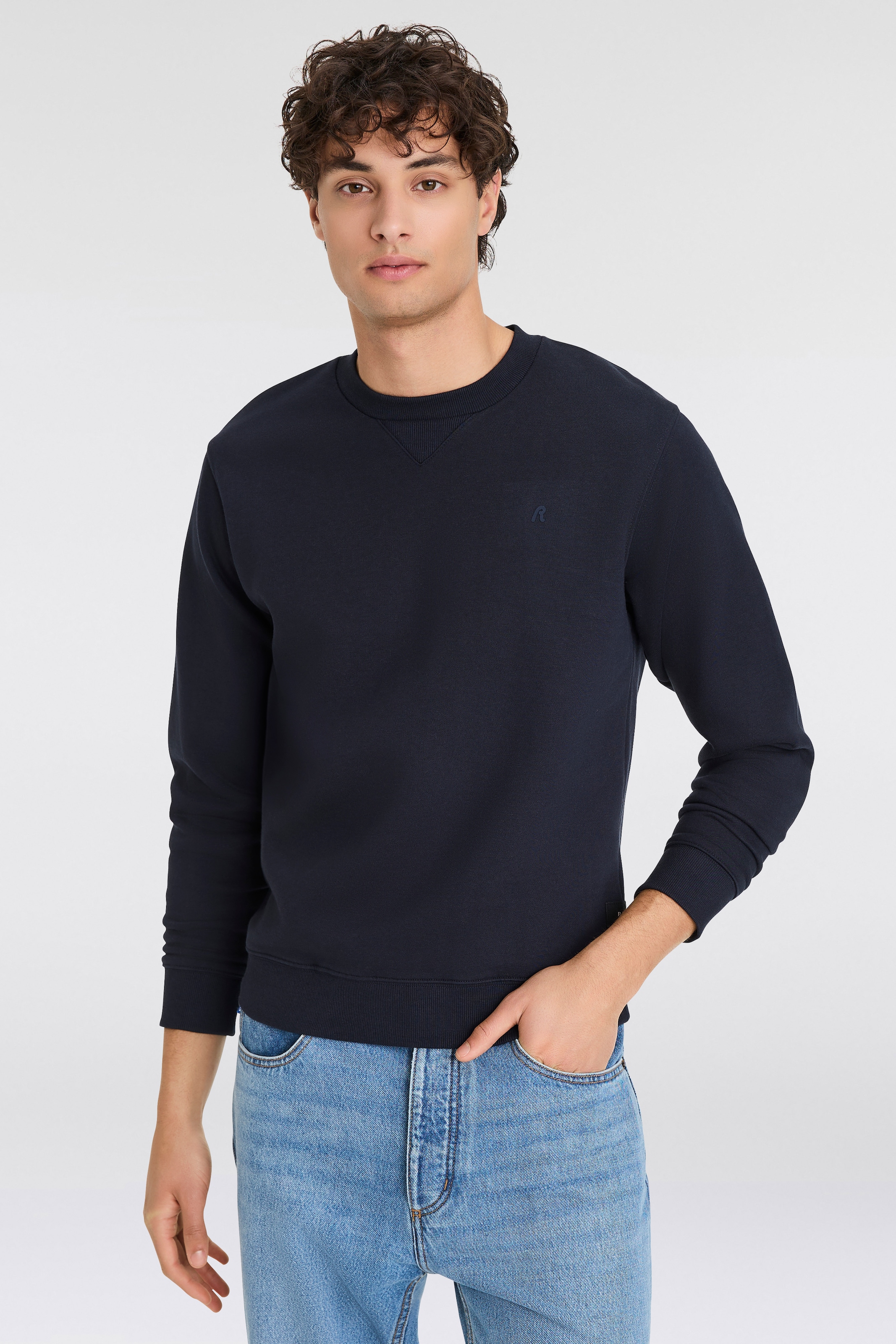 Replay Sweatshirt , mit V-Einsatz am Halsausschnitt
