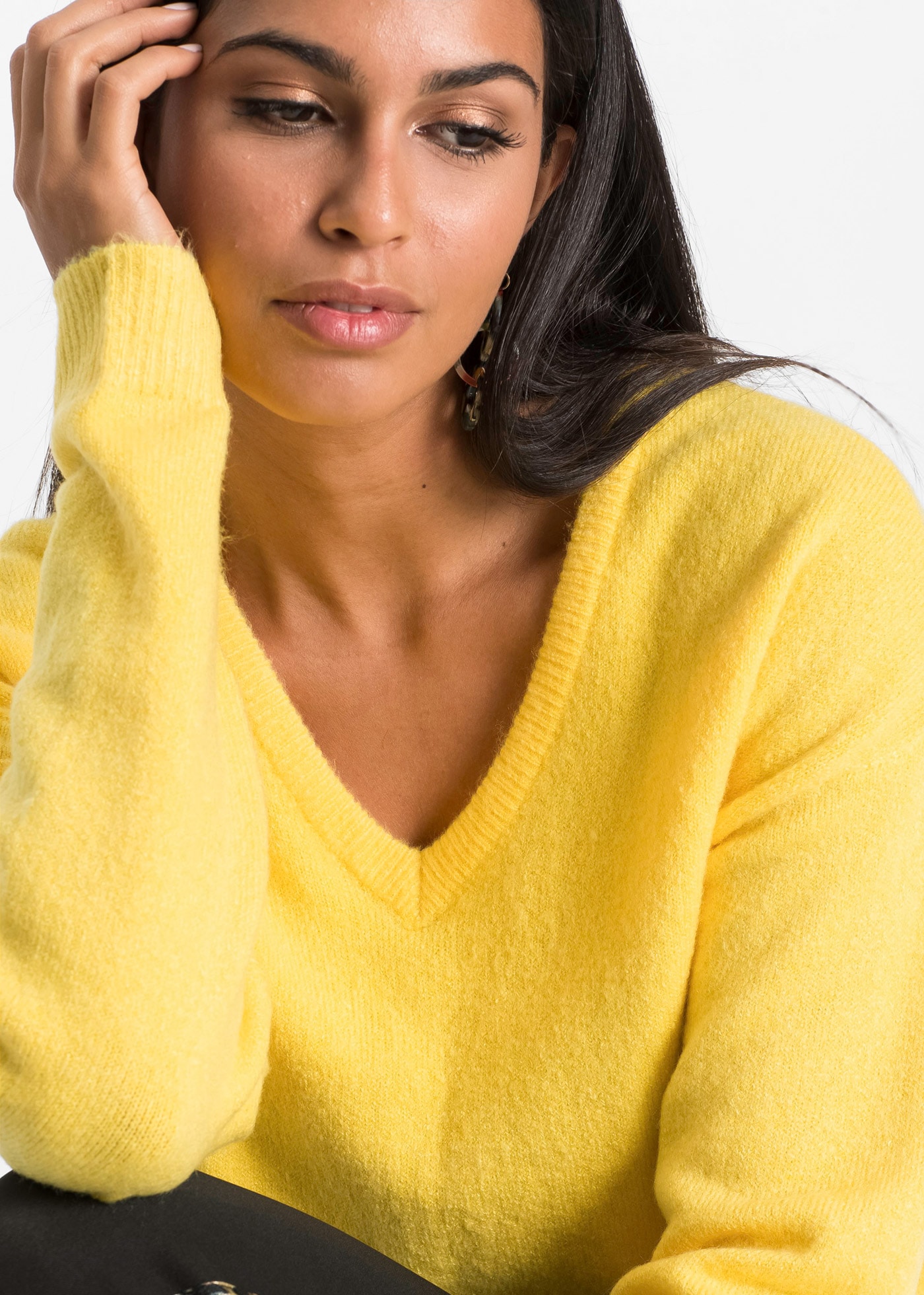 bonprix Strickpullover »Oversize-Strick-Pullover« aus weichem Material, mit V-Ausschnitt, Oversize-Passform