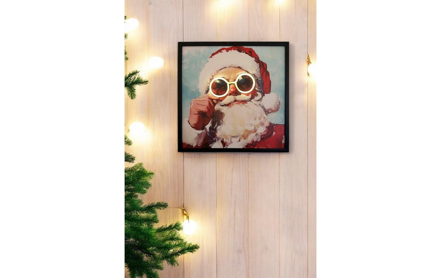   Figurine décorative LED »Bild Santa Neon Brille 46 cm x 46 cm«