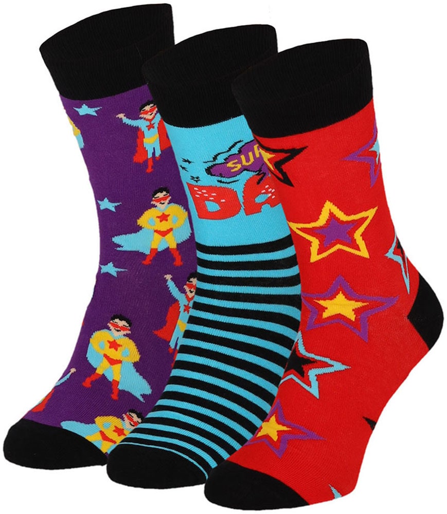 Apollo Socken »Geschenkbox Super-Dad oder Best Dad«, (3er Pack), verschiedenfarbige Designs, perfekt zum Vatertag oder Geburtstag