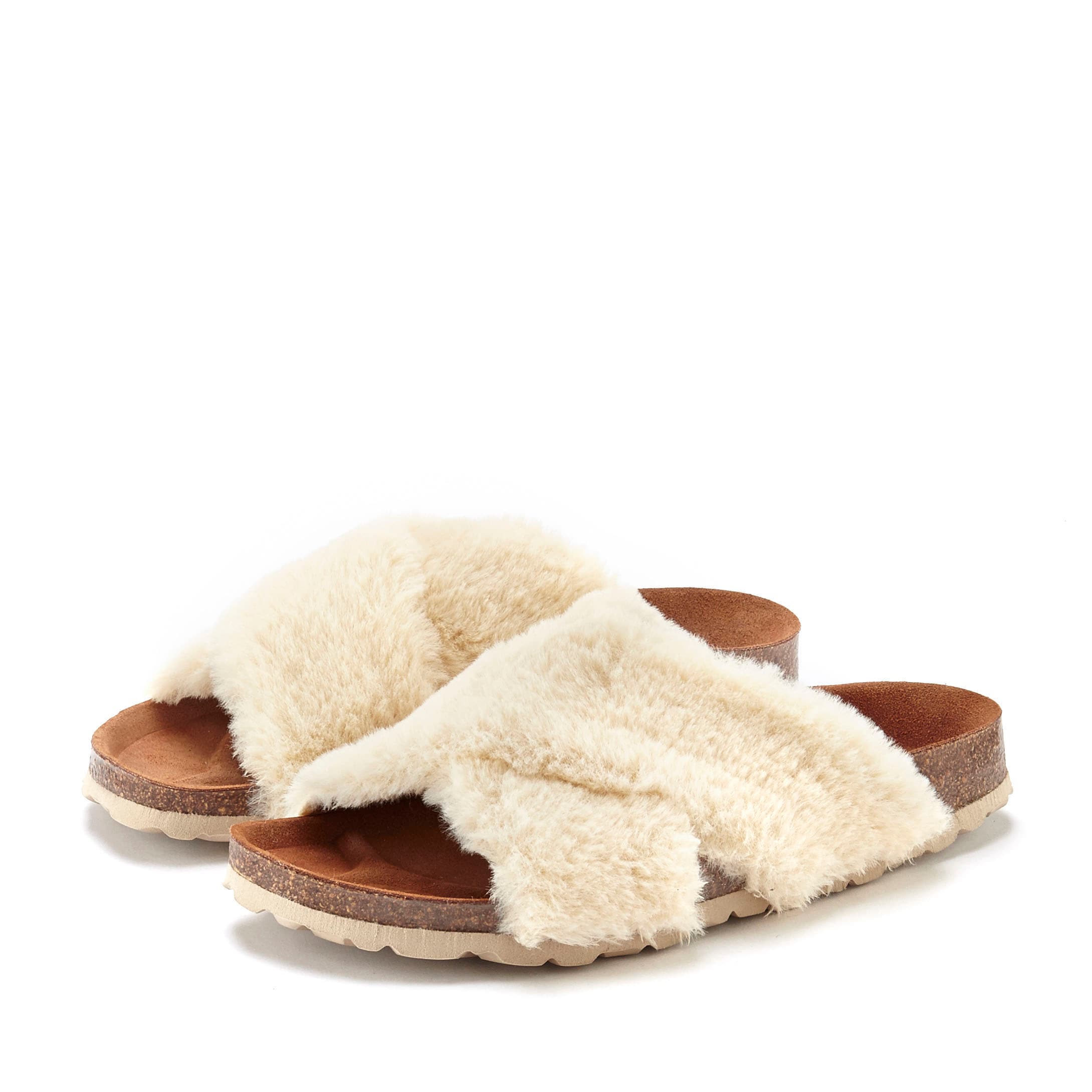 Image of LASCANA Pantolette "Mule, Sandale, offener Schuh, Hausschuh" mit Korkfussbett und Fellimitat