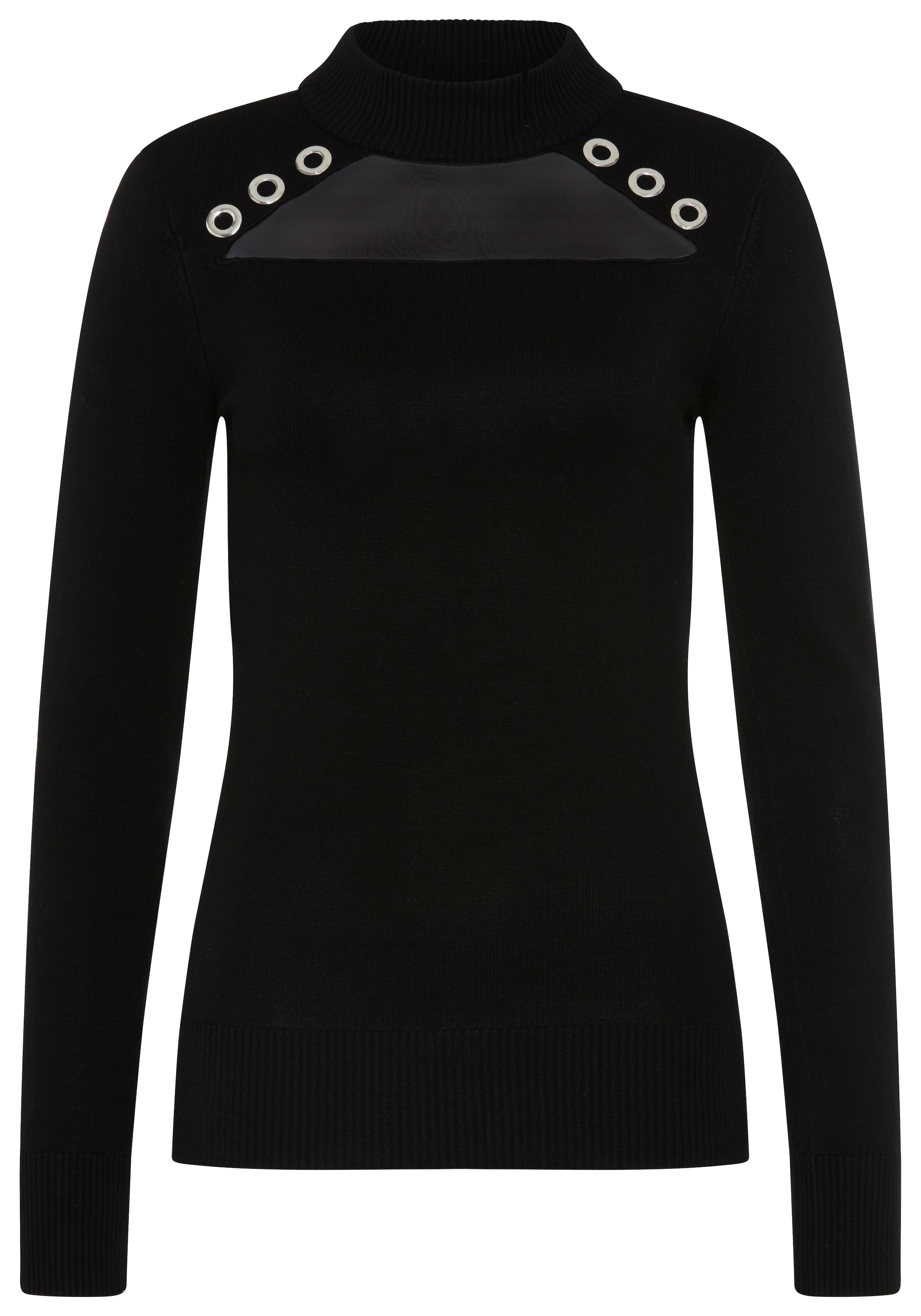 Melrose Pull en tricot avec détails à rivets et insert en mesh