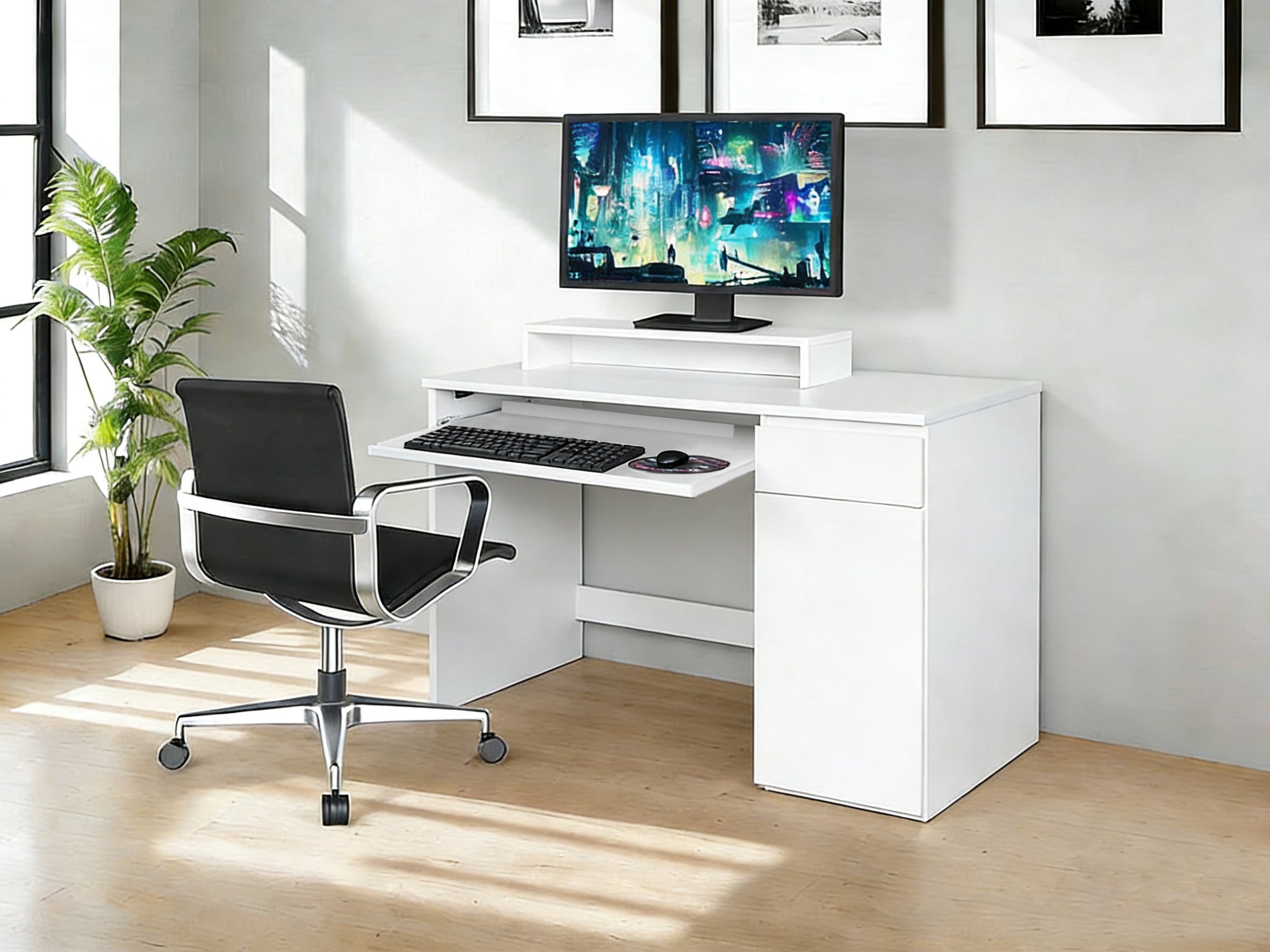 GOODproduct Schreibtisch »Jarvie« mit Tastaturauszug, mit Monitoraufsatz, mit Schublade