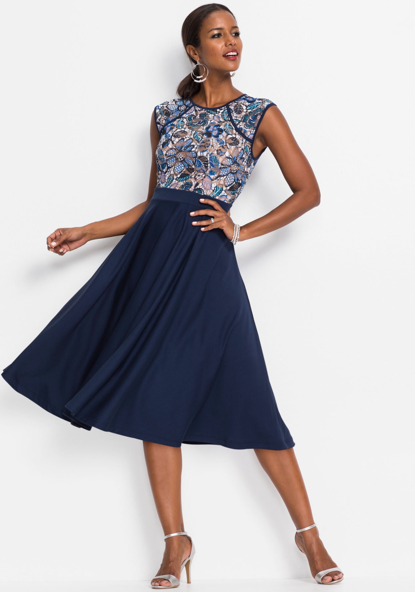 bonprix Midikleid für festliche Anlässe, aus Punto di Roma Material, ärmellos