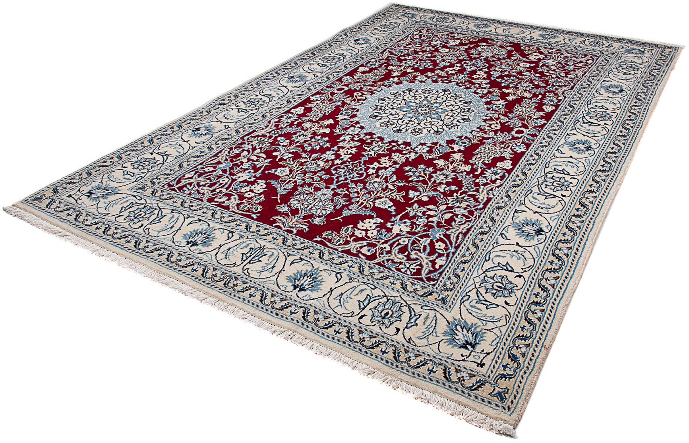 Image of morgenland Orientteppich »Perser - Nain - 293 x 190 cm - dunkelrot«, rechteckig, 10 mm Höhe, Wohnzimmer, Handgeknüpft, Einzelstück mit Zertifikat bei Ackermann Versand Schweiz