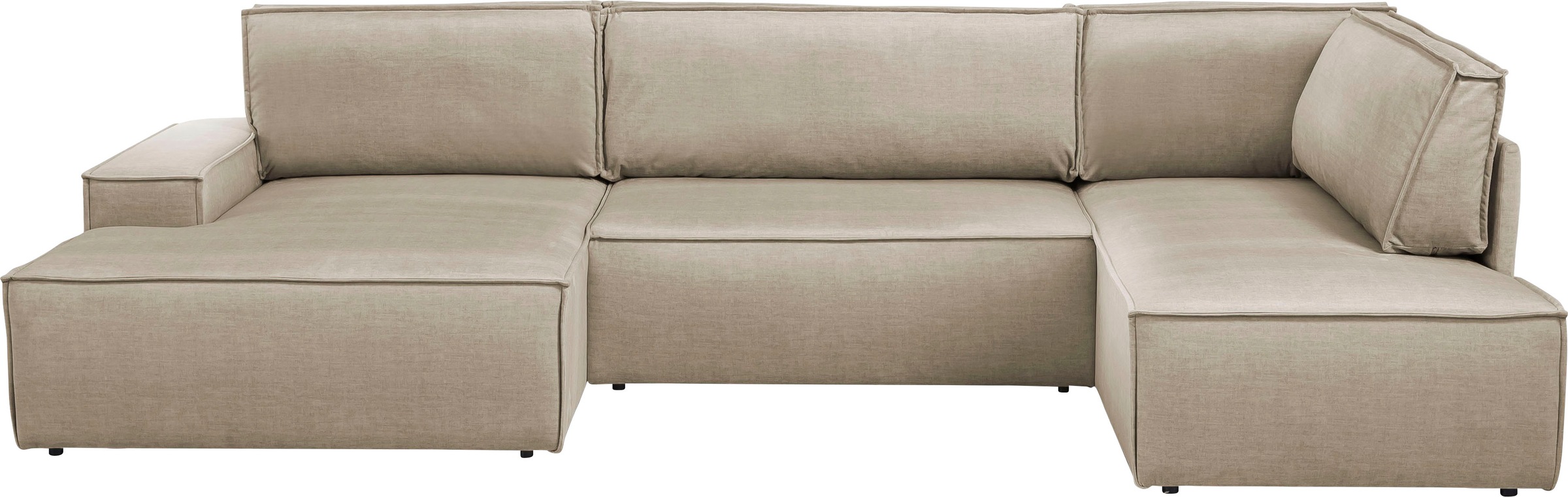 Home affaire Wohnlandschaft »SHERWOOD 329 cm, U-Form, Schlafsofa,«, Schlaffunktion m. Bettkasten (194x139 cm), Cord, Vintage, Samtvelours