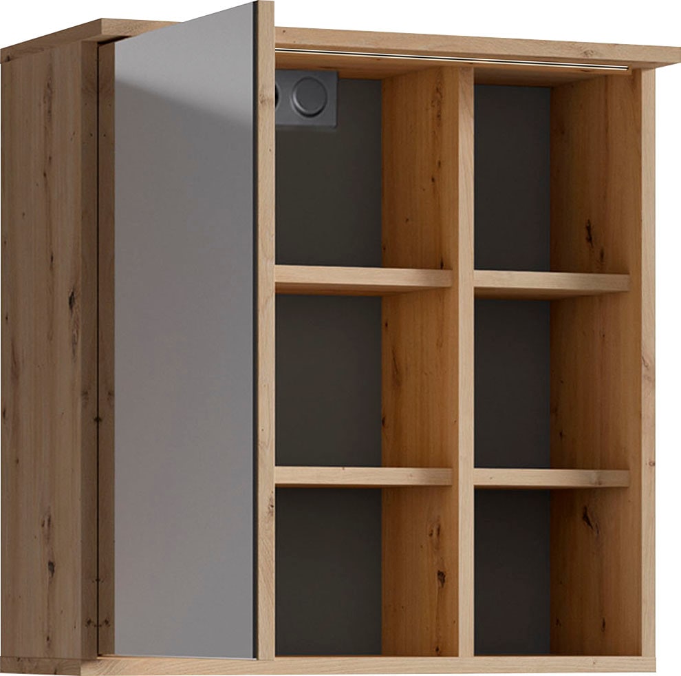 byLIVING Spiegelschrank »Wellness«, (1 St.), 60cm Badschrank mit LED-Leuchte, grossem Spiegel und viel Stauraum