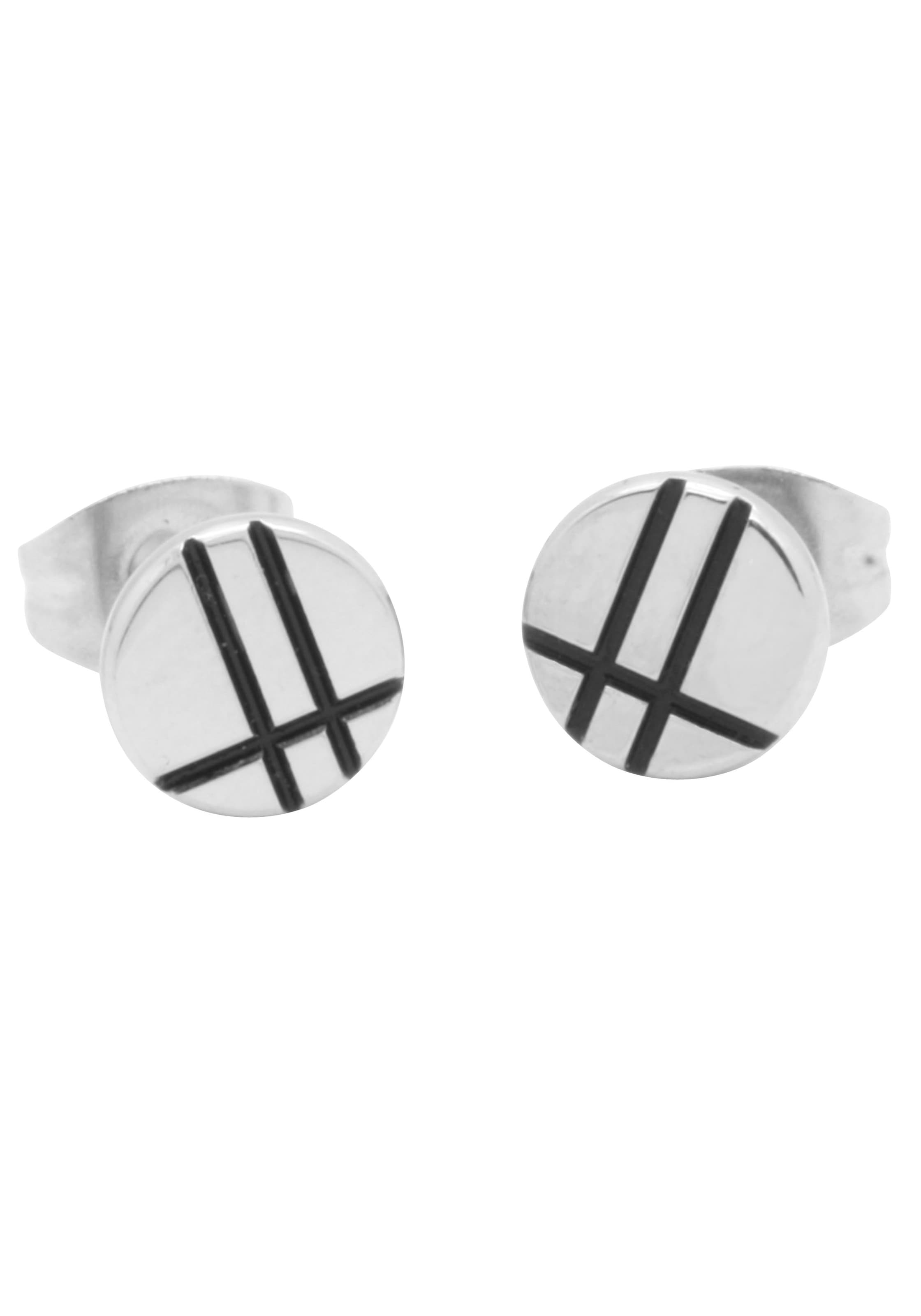 Paar Ohrstecker »Geometrische Form, Kreis, rund, teilw. geschwärzt, Glanz, massiv«