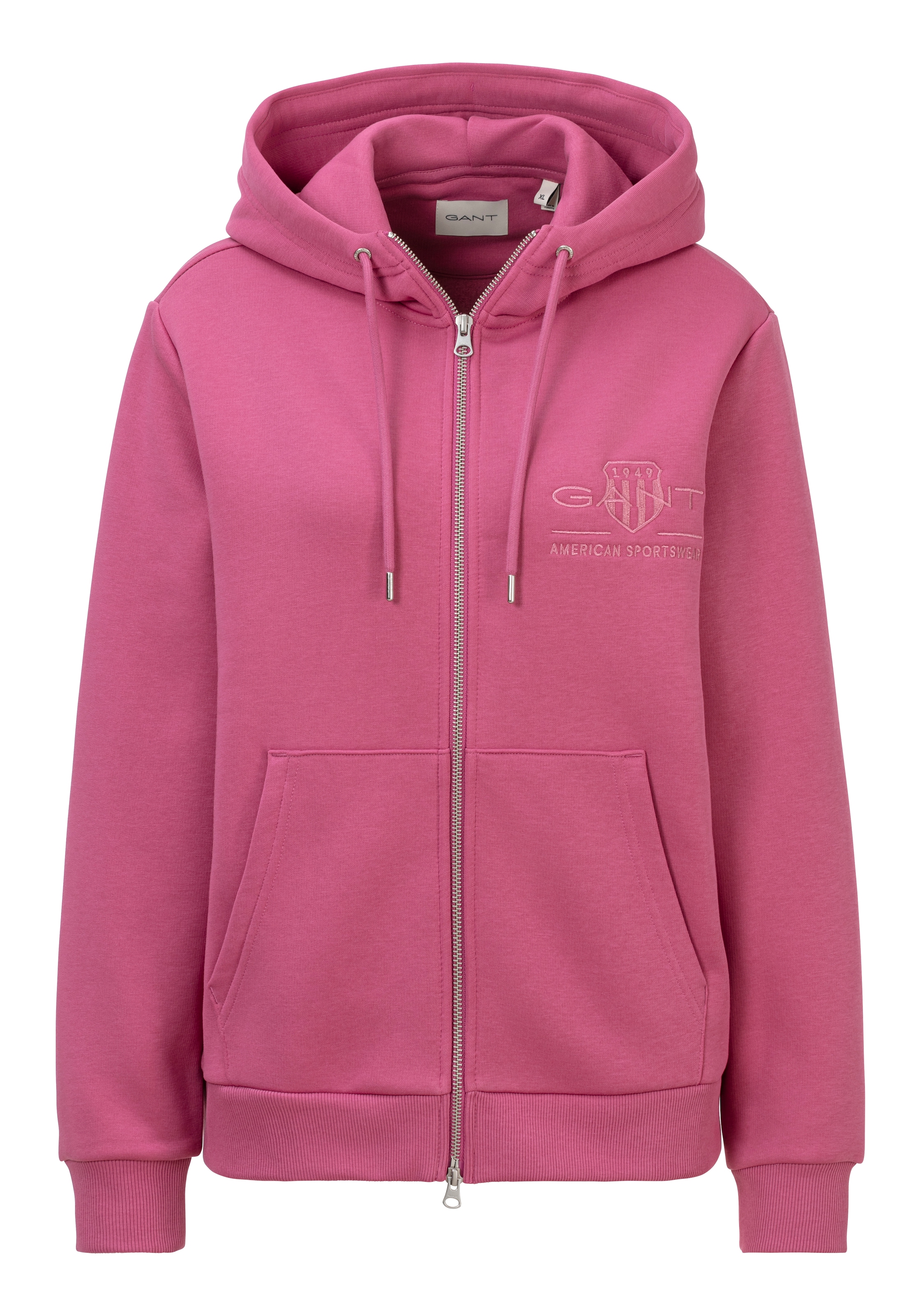 Gant Kapuzensweatjacke »REG TONAL SHIELD ZIP HOODIE«, mit Logostickerei auf der Brust