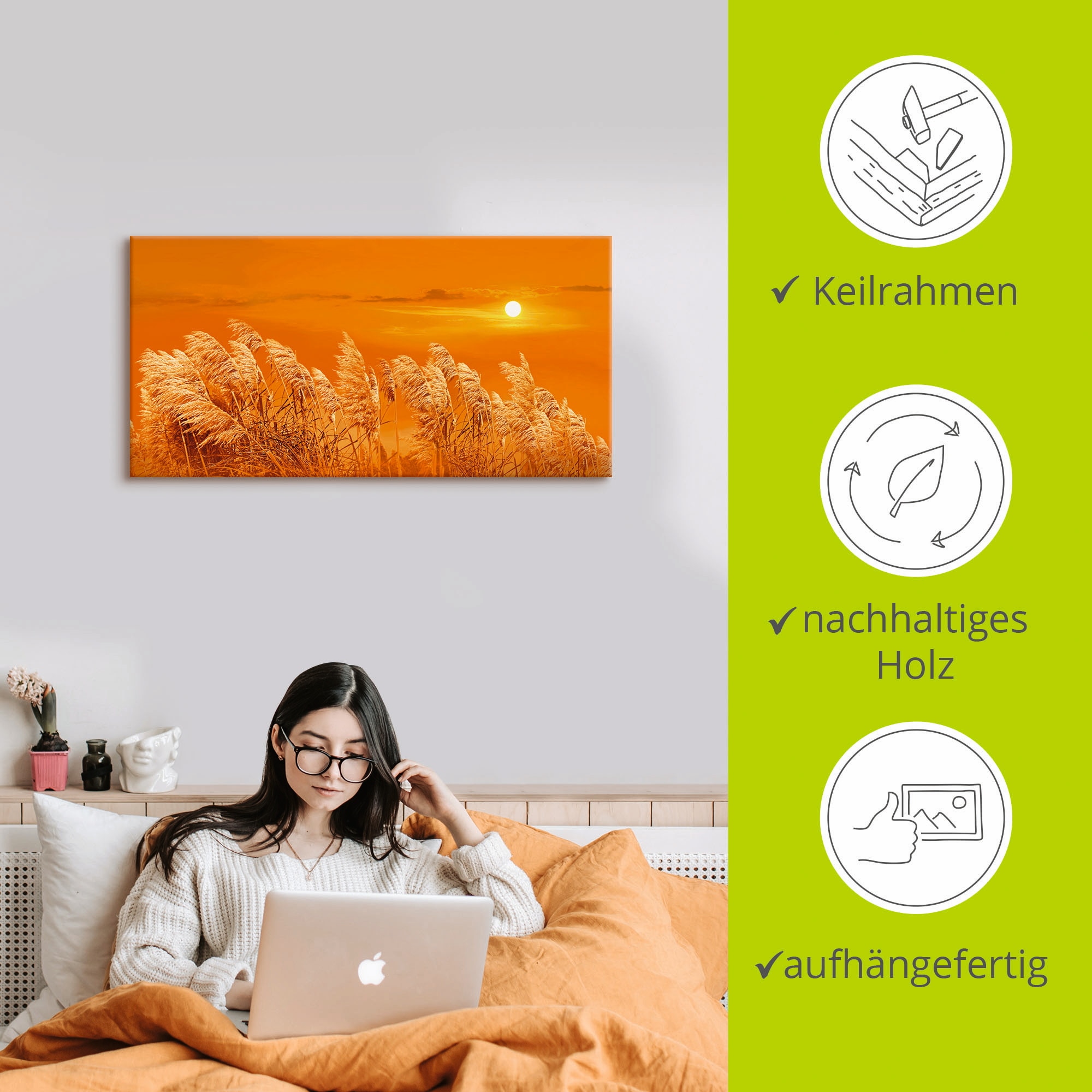 Artland Wandbild »Im Wind«, Gräser, (1 St.), als Leinwandbild in verschied. Grössen