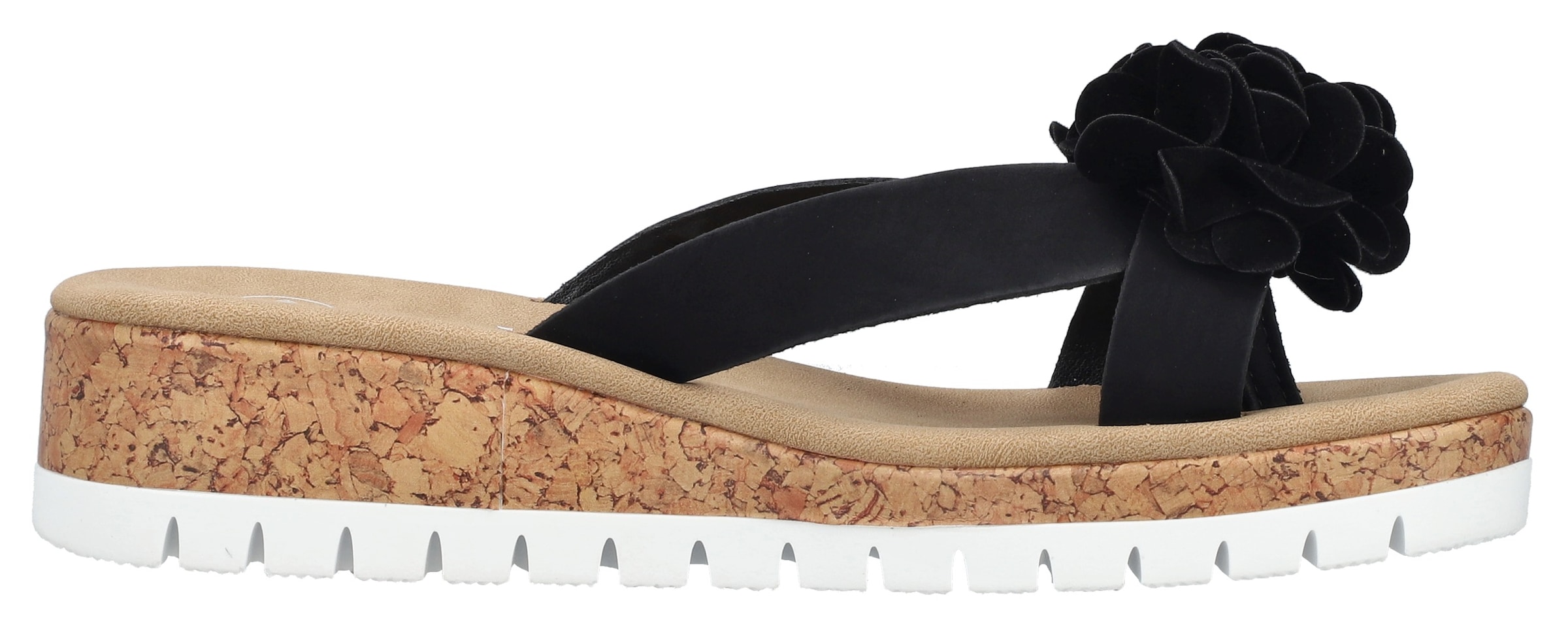 Rieker Pantolette, Keilabsatz, Sommerschuh, Schlappen mit Keilabsatz in Kork-Optik