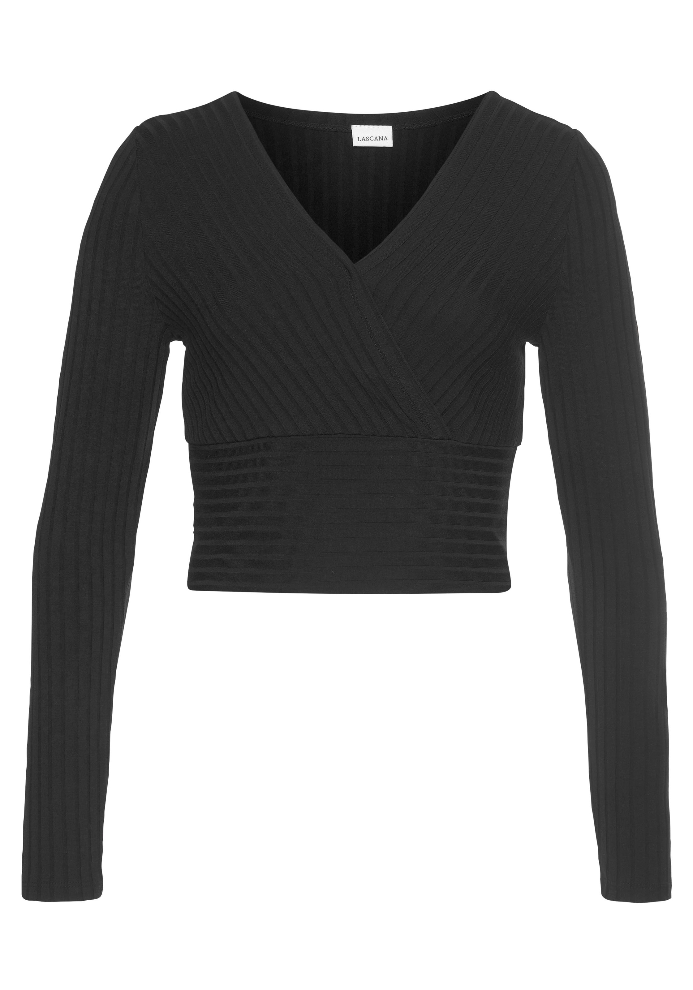 Image of LASCANA Langarmshirt, aus Rippware in kurzer Cropped-Form bei Ackermann Versand Schweiz