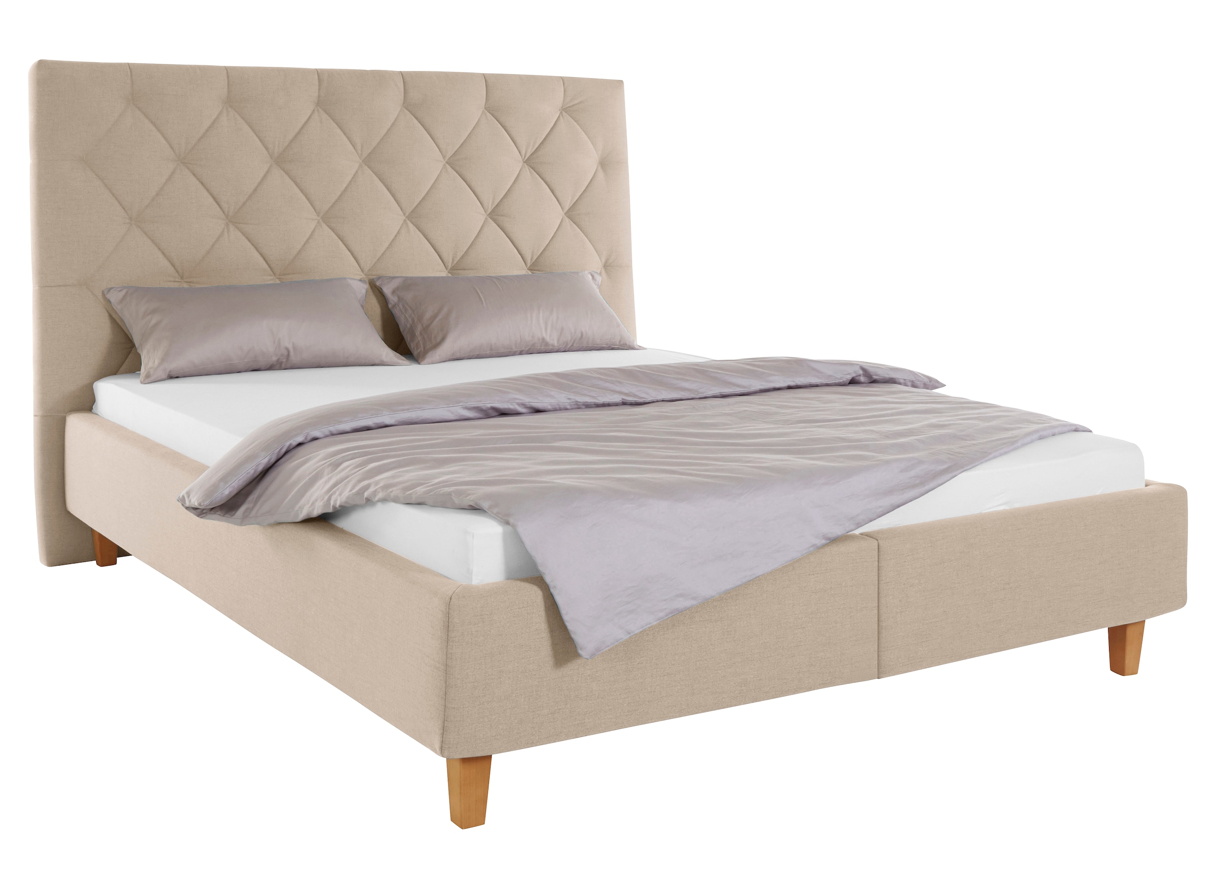 Home affaire Polsterbett »Sunley 140«, Kreuzsteppung, Kopfteilhöhe 142 cm, ohne oder mit Matratze/Lattenrost