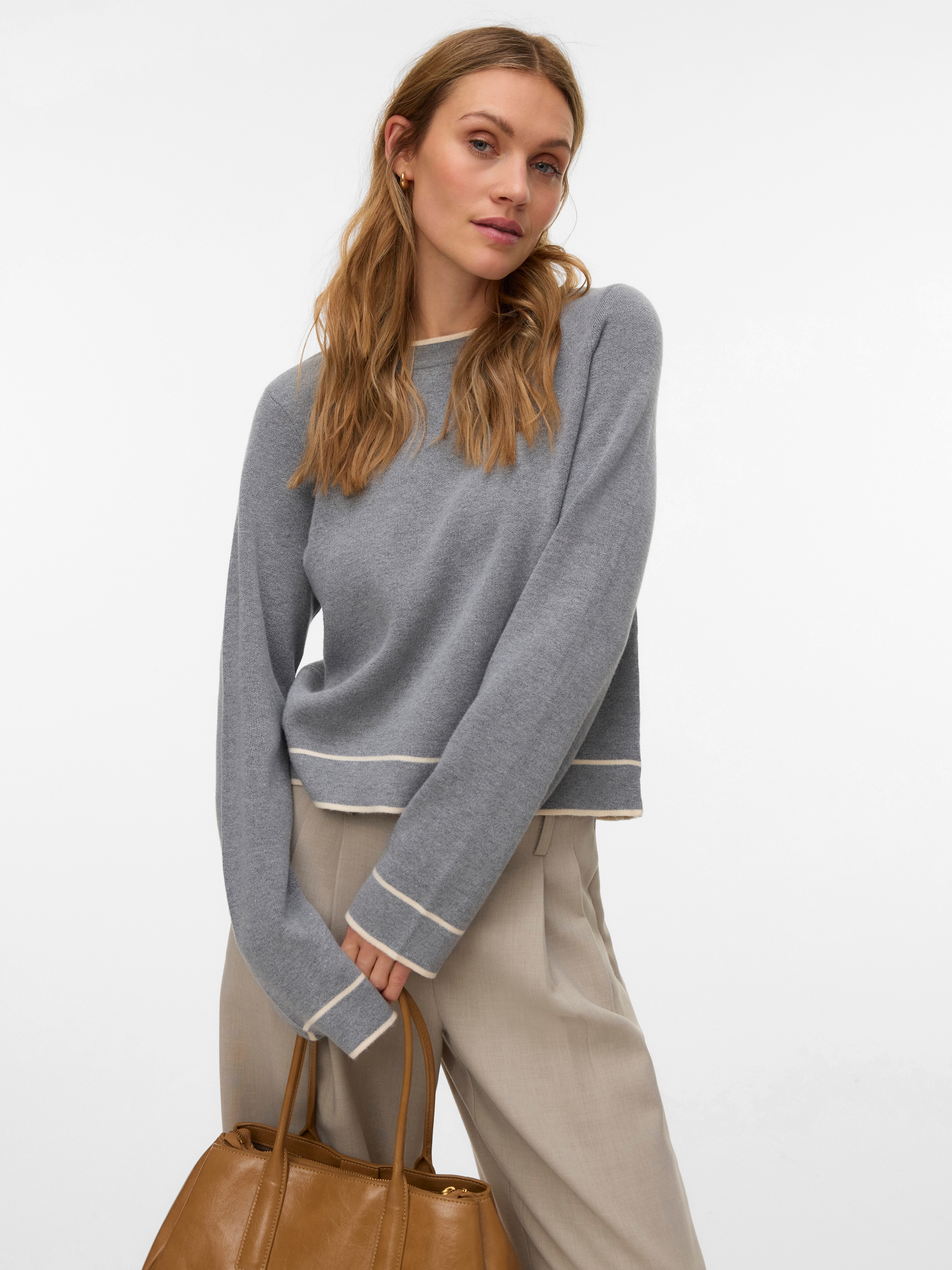 Image of Vero Moda Strickpullover "VMGOLD LS O-NECK DOUBLE CONTRAST PULL"
