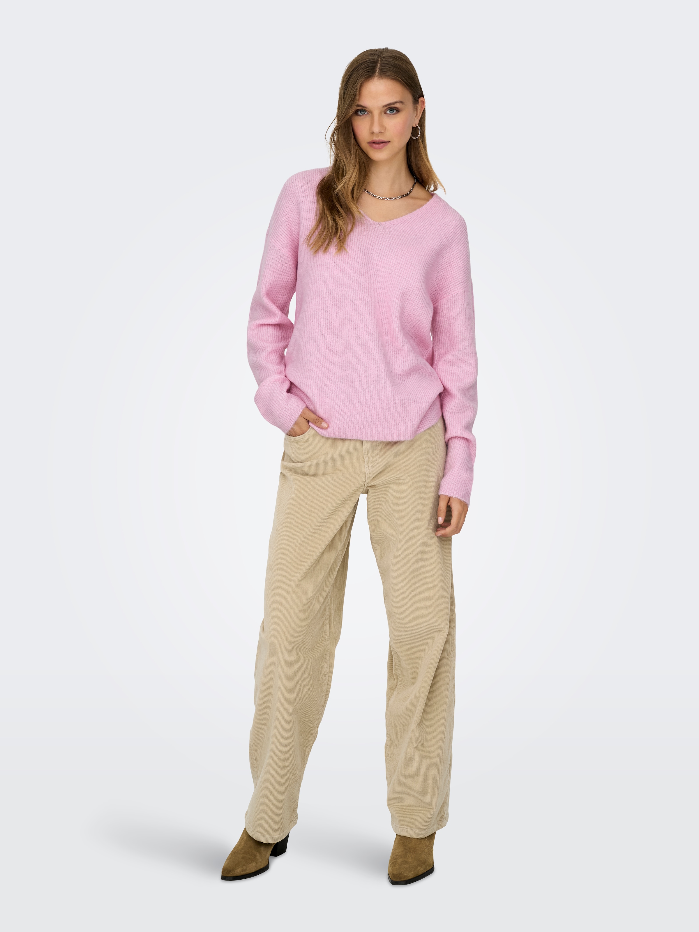 ONLY Pull col V »ONLCAMILLA V-NECK L/S PULLOVER KNT NOOS« Materialmix, regular fit