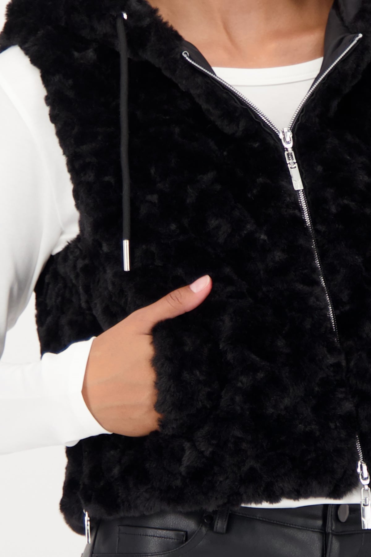 Monari Gilet en imitation fourrure Regular fit mit Kapuze