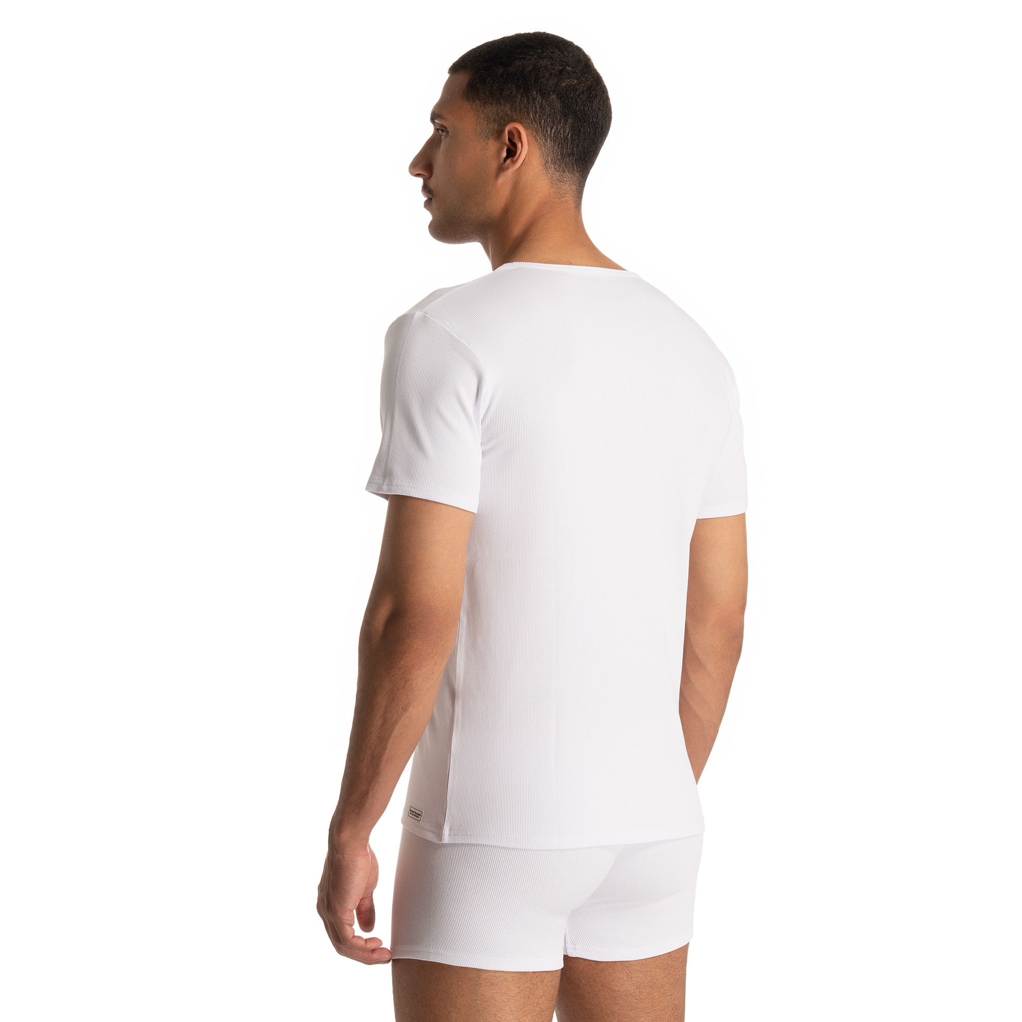 Bruno Banani V-Shirt »FINE RIB«, Feinripp, Kurzarm, V-Neck, Cotton-Mix
