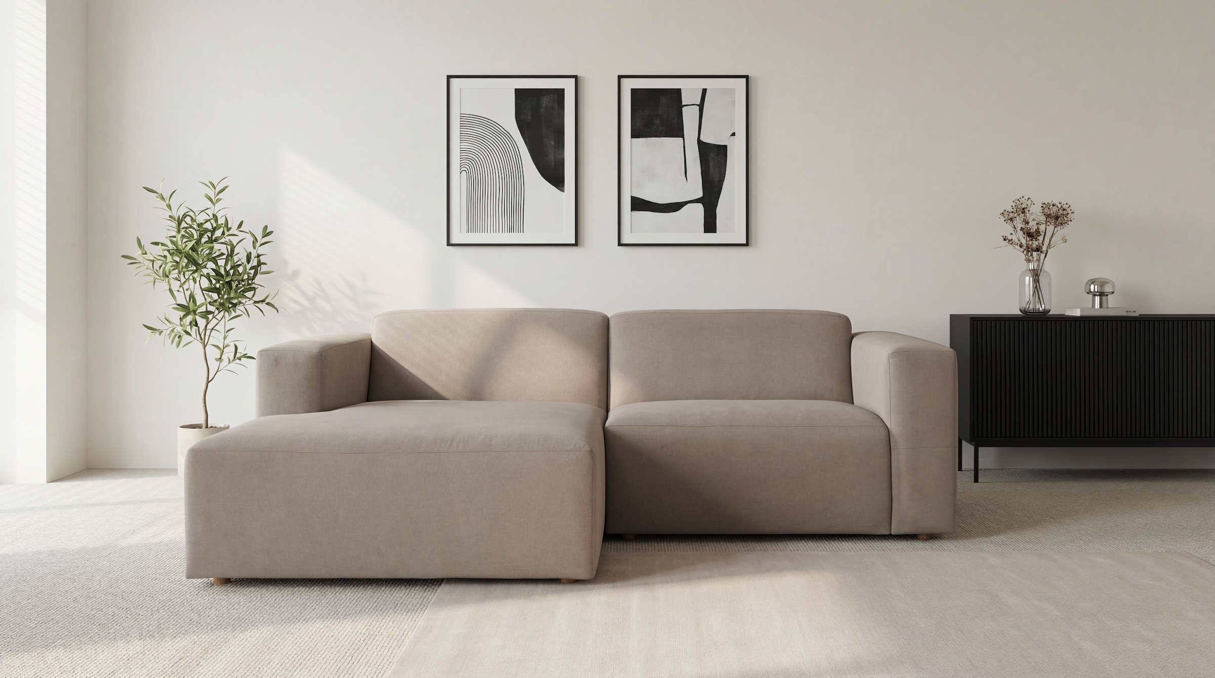 GOODproduct Canapé d'angle »Kelani« mit dekorativer Knopfsteppung an den Armlehnen