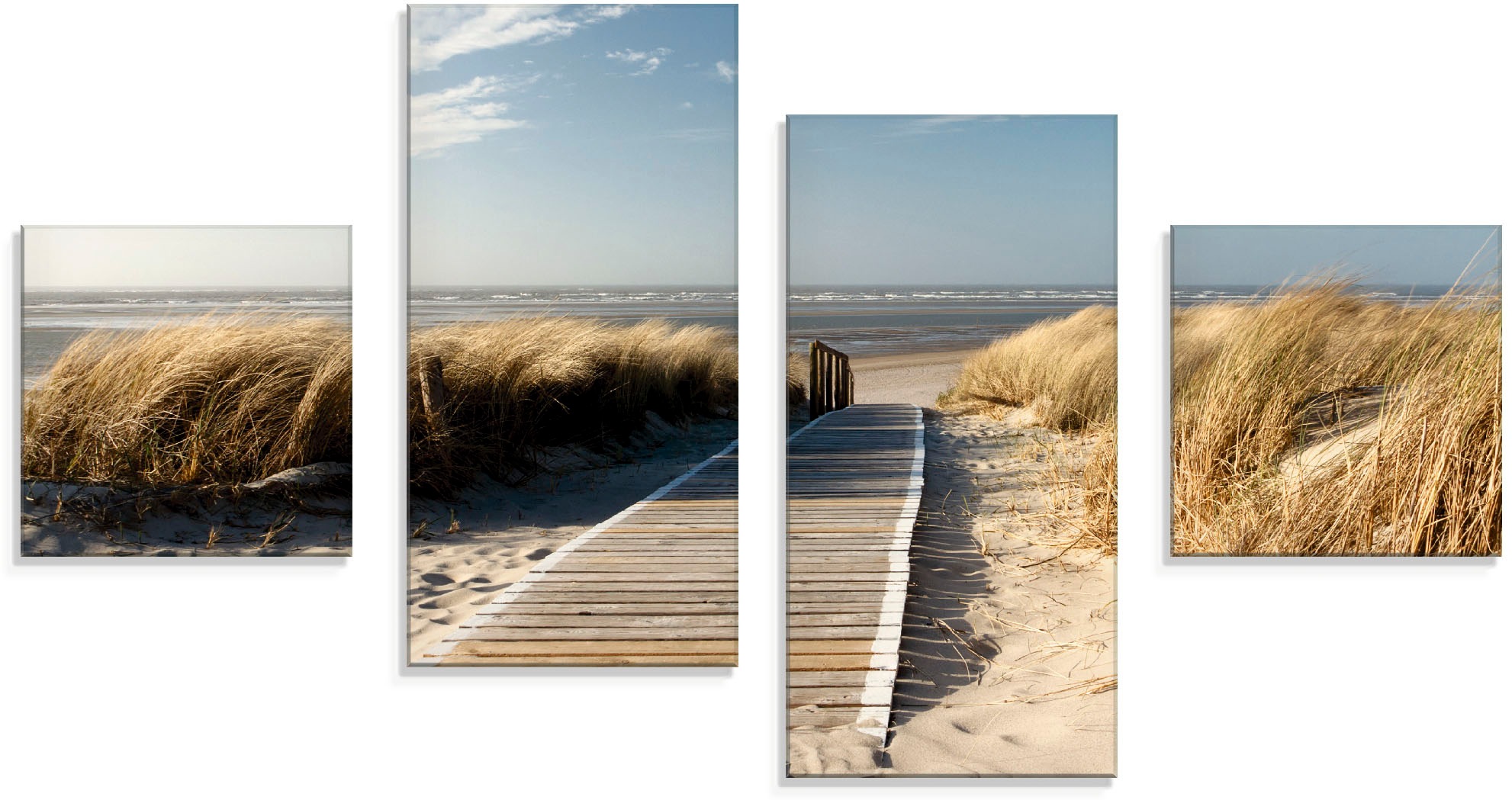 Image of Artland Glasbild »Nordseestrand auf Langeoog - Steg«, Strand, (4 St.) bei Ackermann Versand Schweiz
