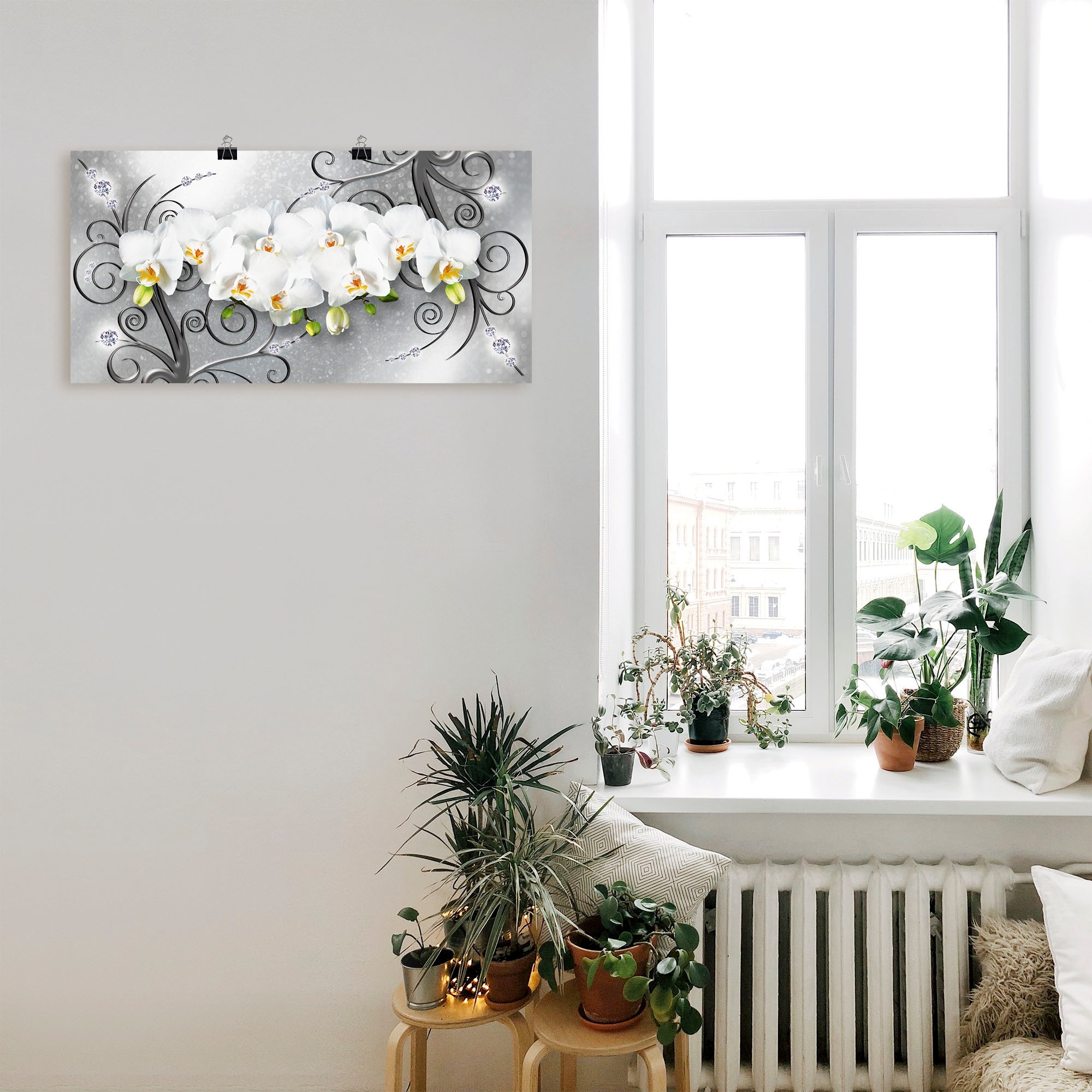 Artland Wandbild »weisse (1 Orchideen auf St.) kaufen Blumenbilder, Ornamenten«