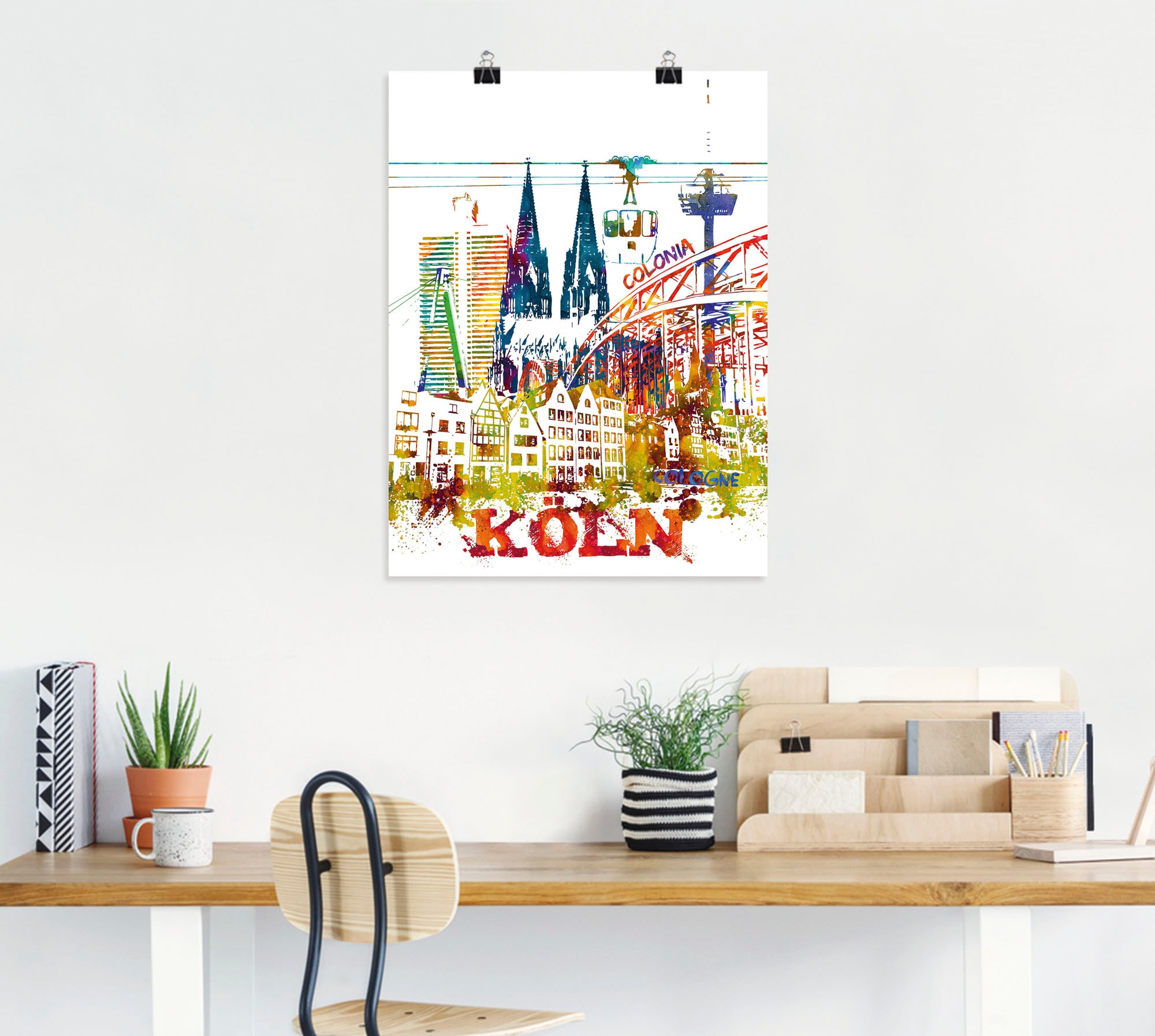 Artland Tableau sur toile »Köln Dom Grafik« 1 cuis tlg. auf Keilrahmen gespannt