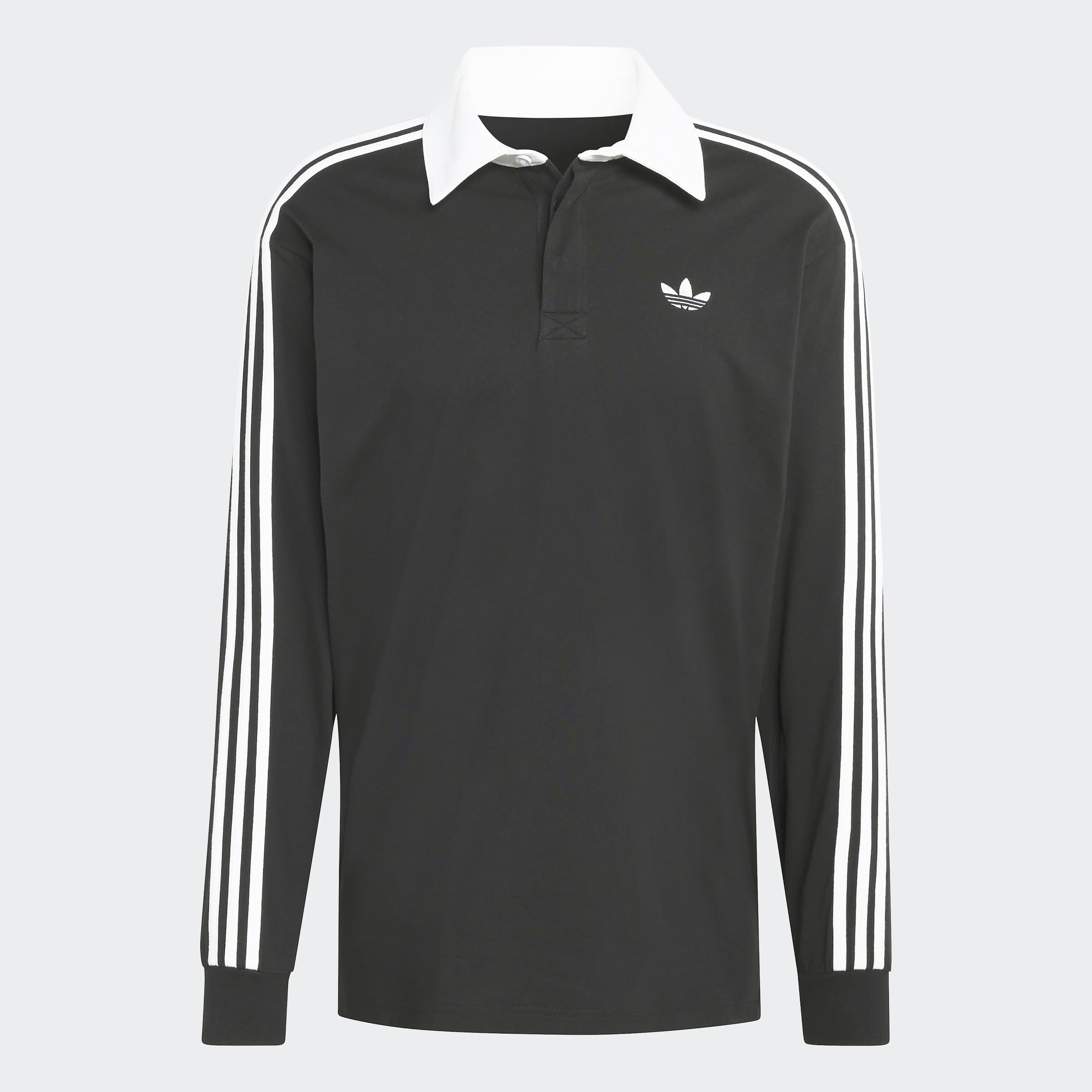 adidas Originals Poloshirt »3-STREIFEN RUGBY LONGSLEEVE POLO« mit Druckknopf, aus Baumwolle