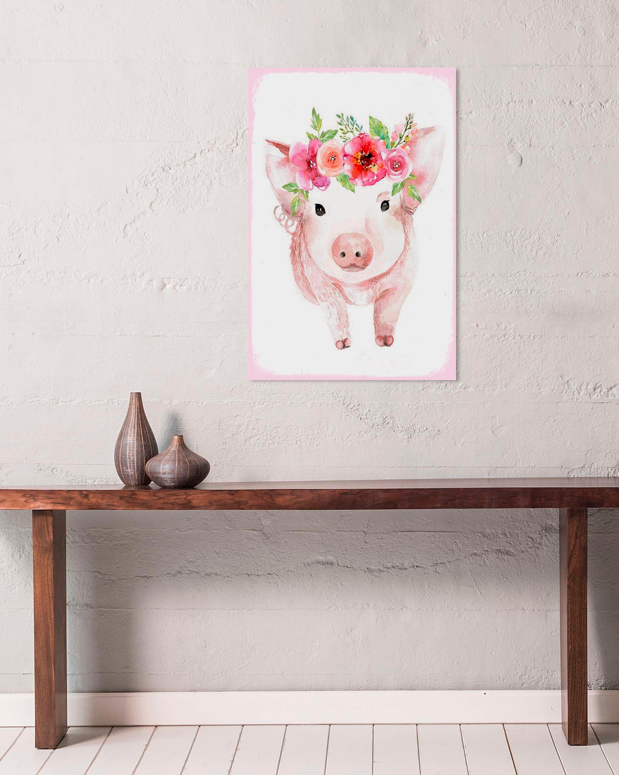 Image of queence Metallbild "Ganja" Blumen Schwein Tiere 1 Stk. tlg. Stahlschilder