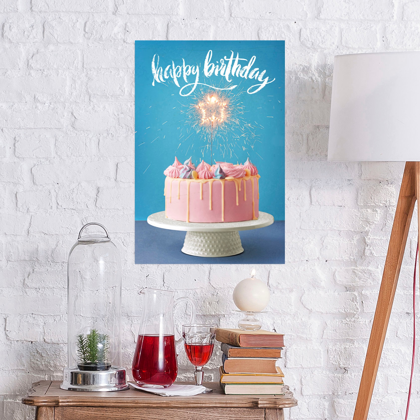 Image of queence Metallbild "Birthday Cake" Essen Schriftzug Schriftzüge 1 Stk. tlg. Stahlschilder