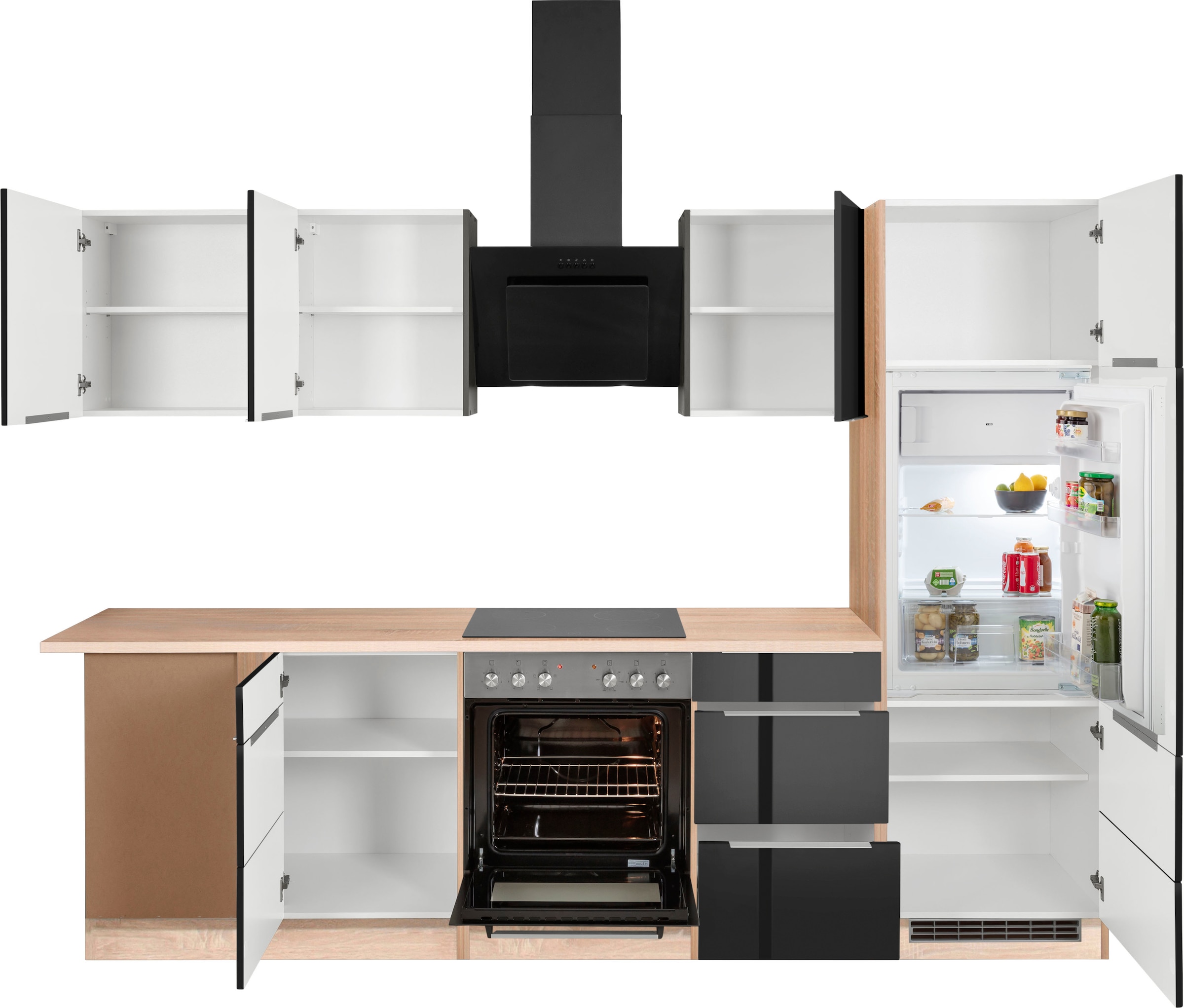 KOCHSTATION »KS-Brindisi« Stellbreite 220/280 cm, wahlweise mit E-Geräten, mit MDF-Fronten