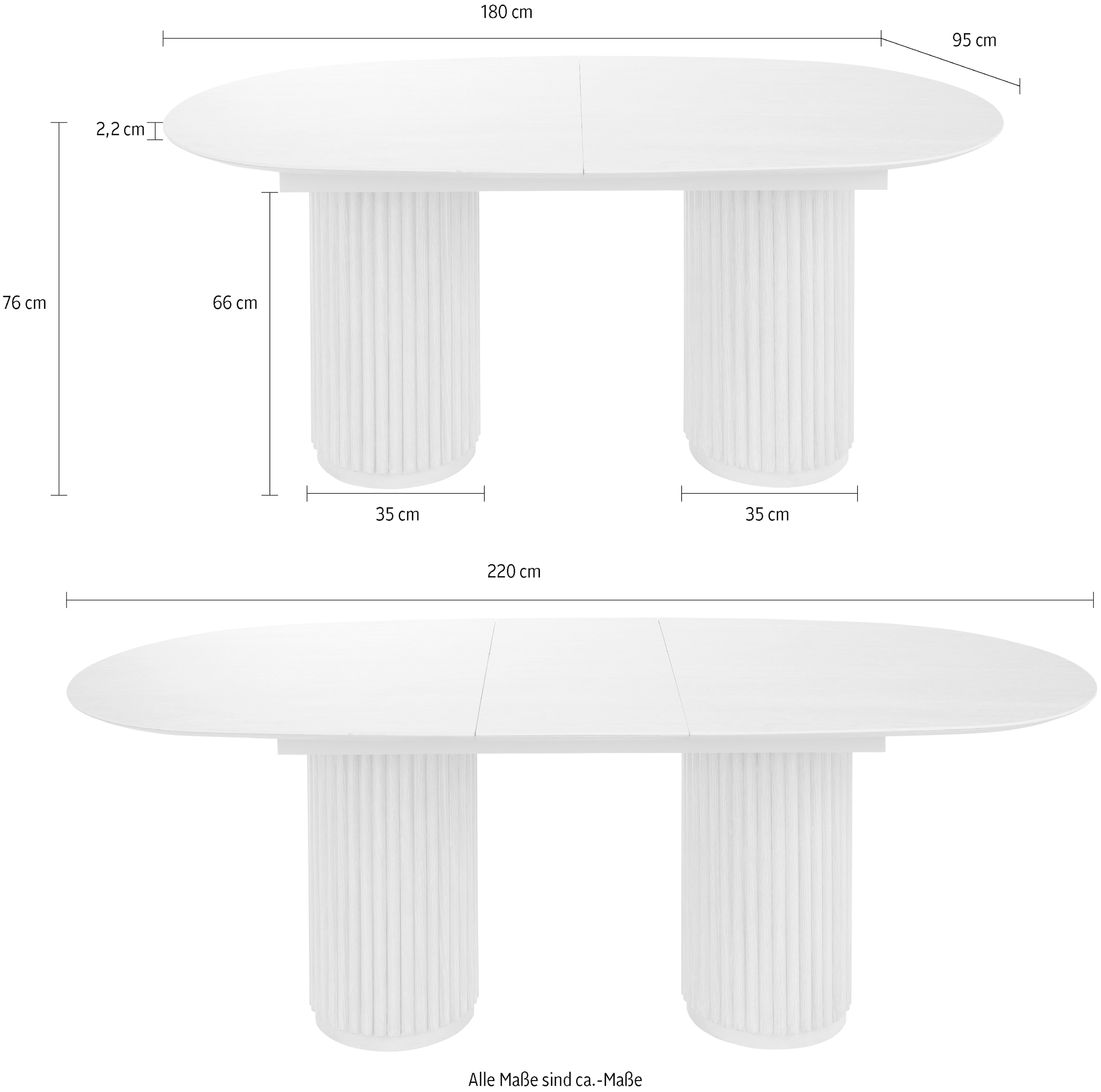 homsy by Ana Johnson Table de salle à manger »Solva« mit pflegeleichter Keramik Platte, ausziehbar auf 220 cm