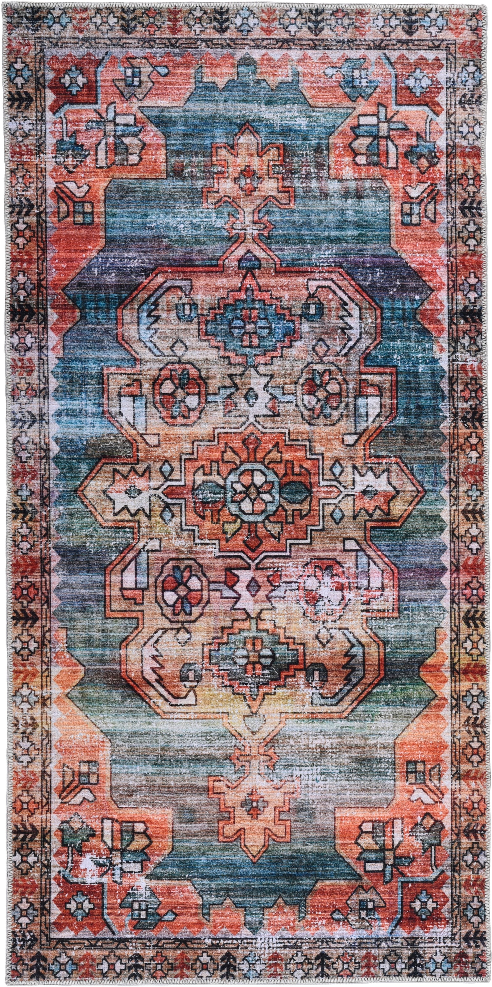 Gino Falcone Teppich »Adara GF 091« rechteckig 3 mm Höhe Flachgewebe, Orient-Optik, Vintage Design, waschbar