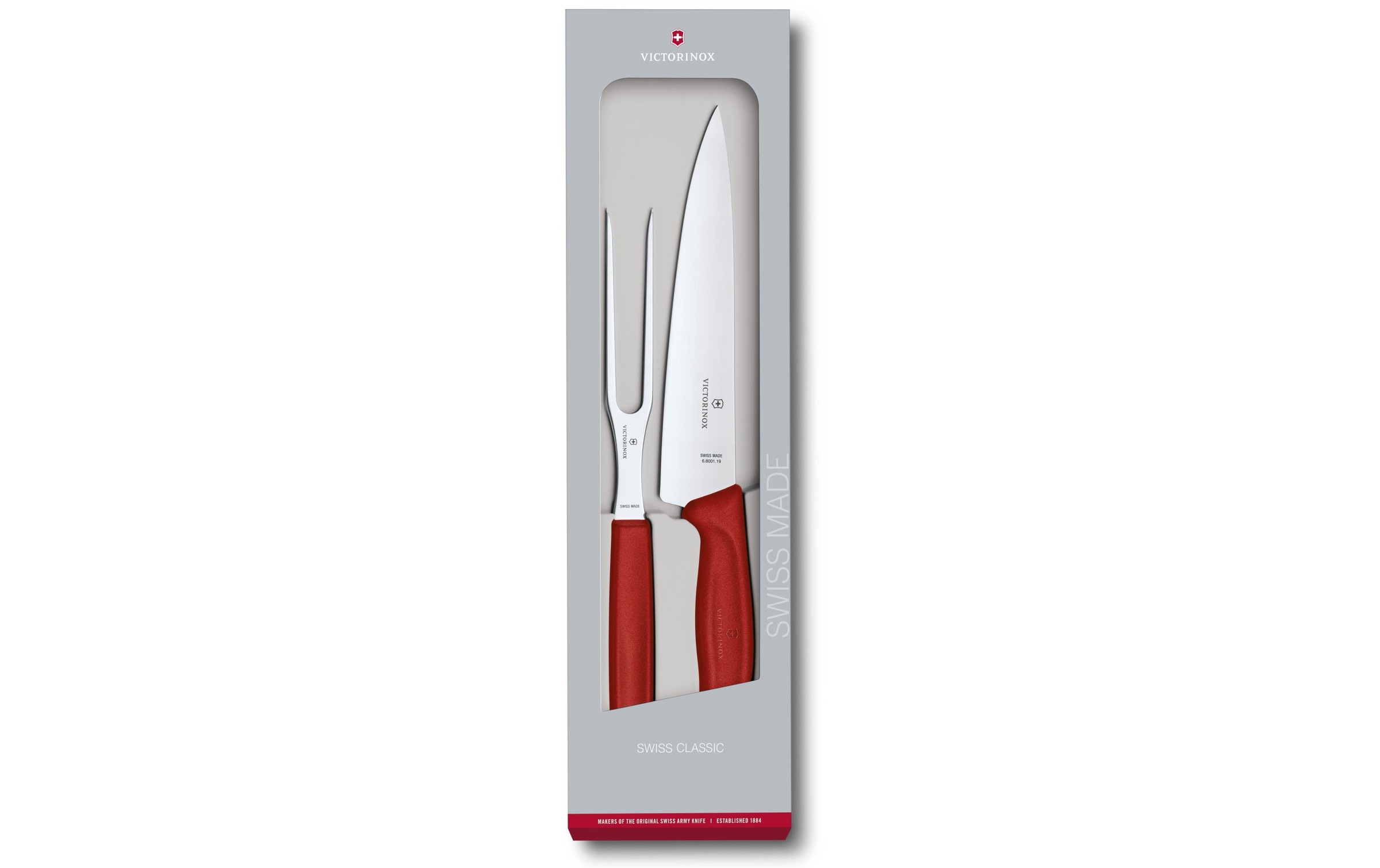 Image of Victorinox Tranchiermesser »Swiss Classic Rot/Silberfarben«, (Set, 2 tlg., Tranchierset (Tranchiermesser, Tranchiergabel) bei Ackermann Versand Schweiz
