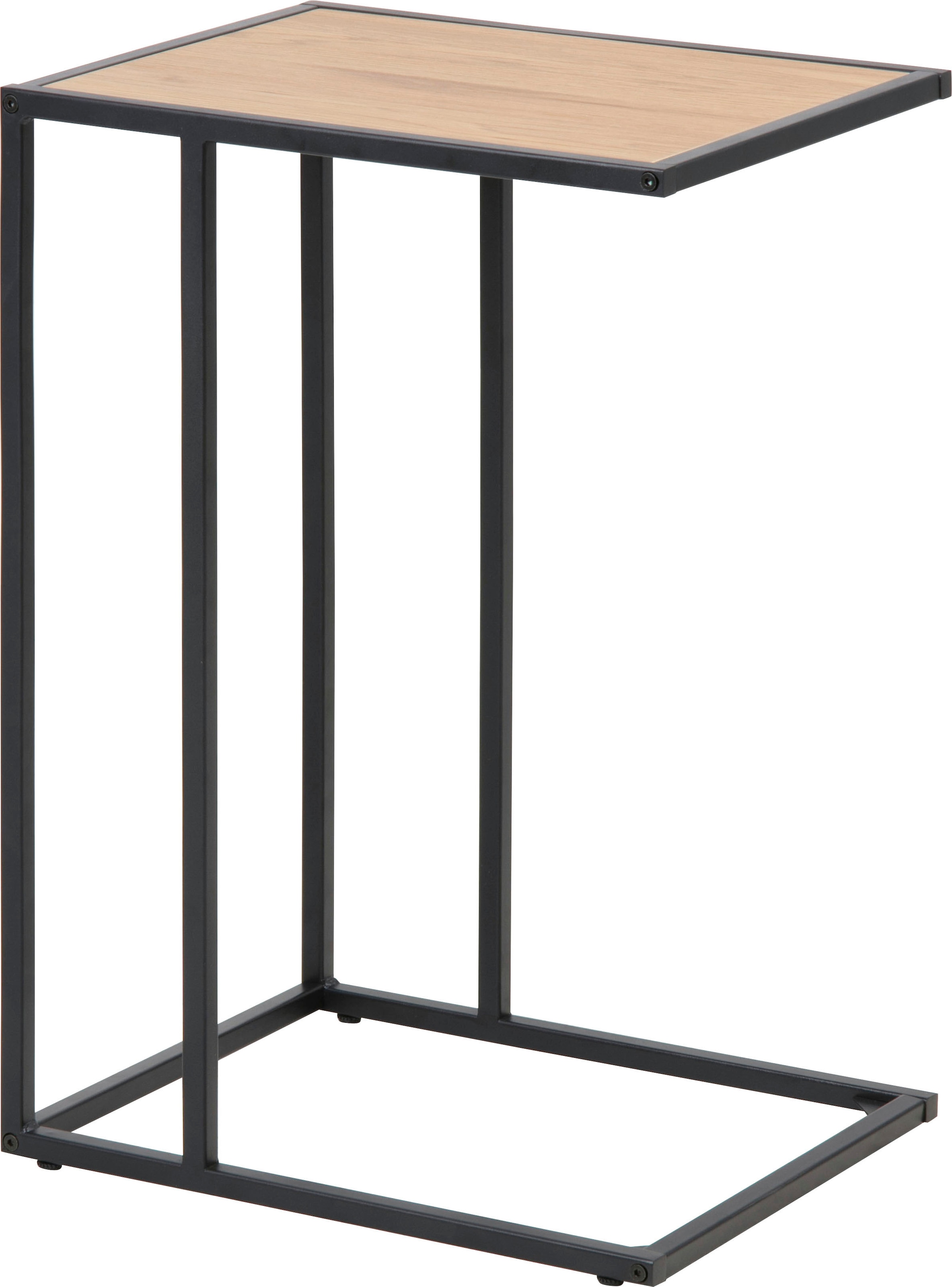 ACTONA GROUP Table d'appoint »Seaford, Rechteckig, Scandi Design, matte Wildeichenoptik, Modern« Table de salon, petite table, pieds en métal noir mat, H : 63 cm