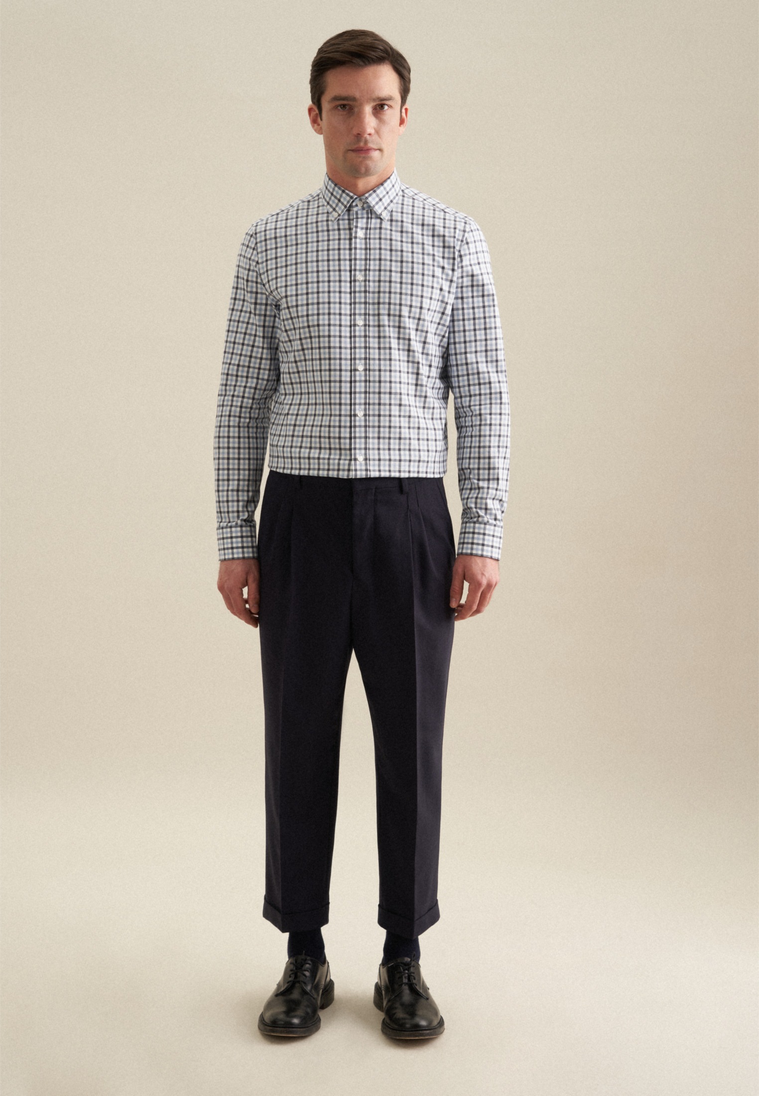 seidensticker Flanellhemd »Slim«, Slim Langarm Button-Down-Kragen Karo