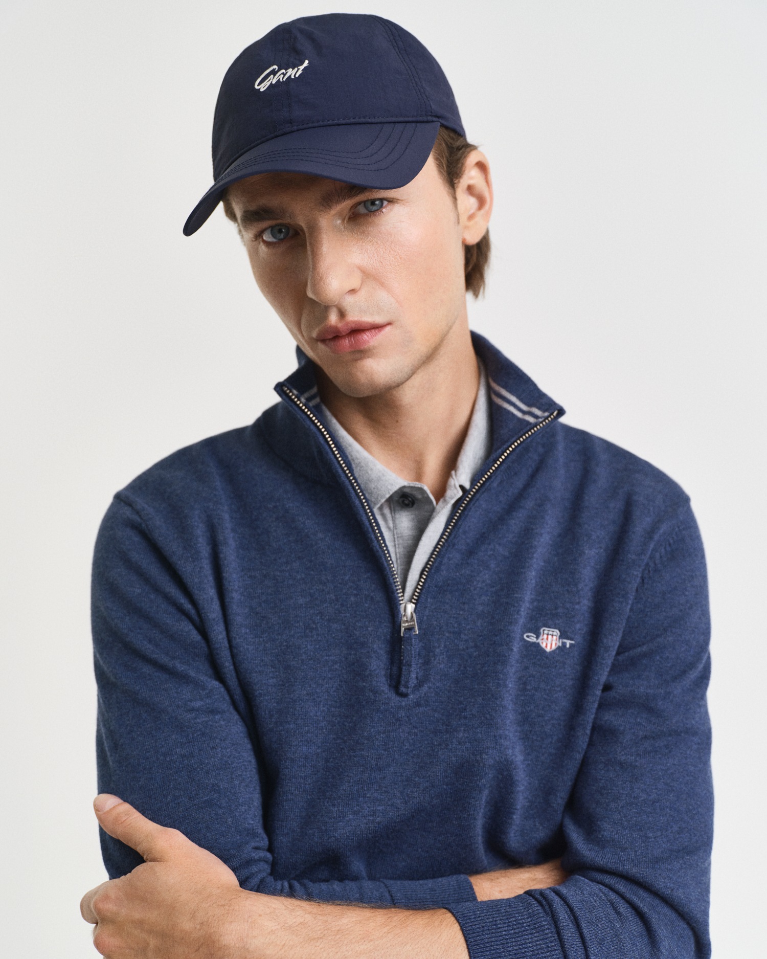 Gant Troyer »CLASSIC COTTON HALF ZIP« mit gerippten Details