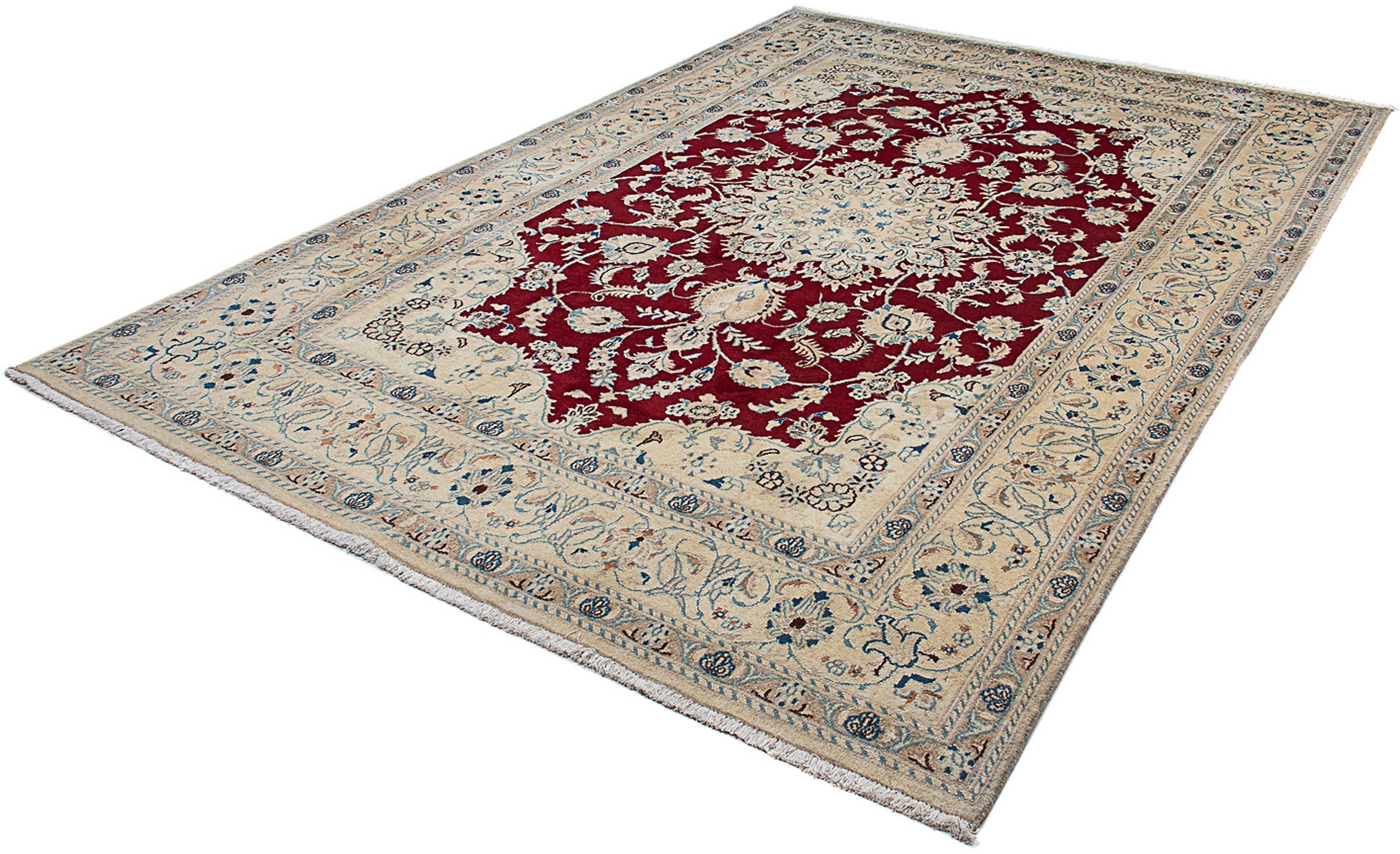 Image of morgenland Orientteppich »Perser - Nain - 283 x 195 cm - dunkelrot«, rechteckig, 10 mm Höhe, Wohnzimmer, Handgeknüpft, Einzelstück mit Zertifikat bei Ackermann Versand Schweiz