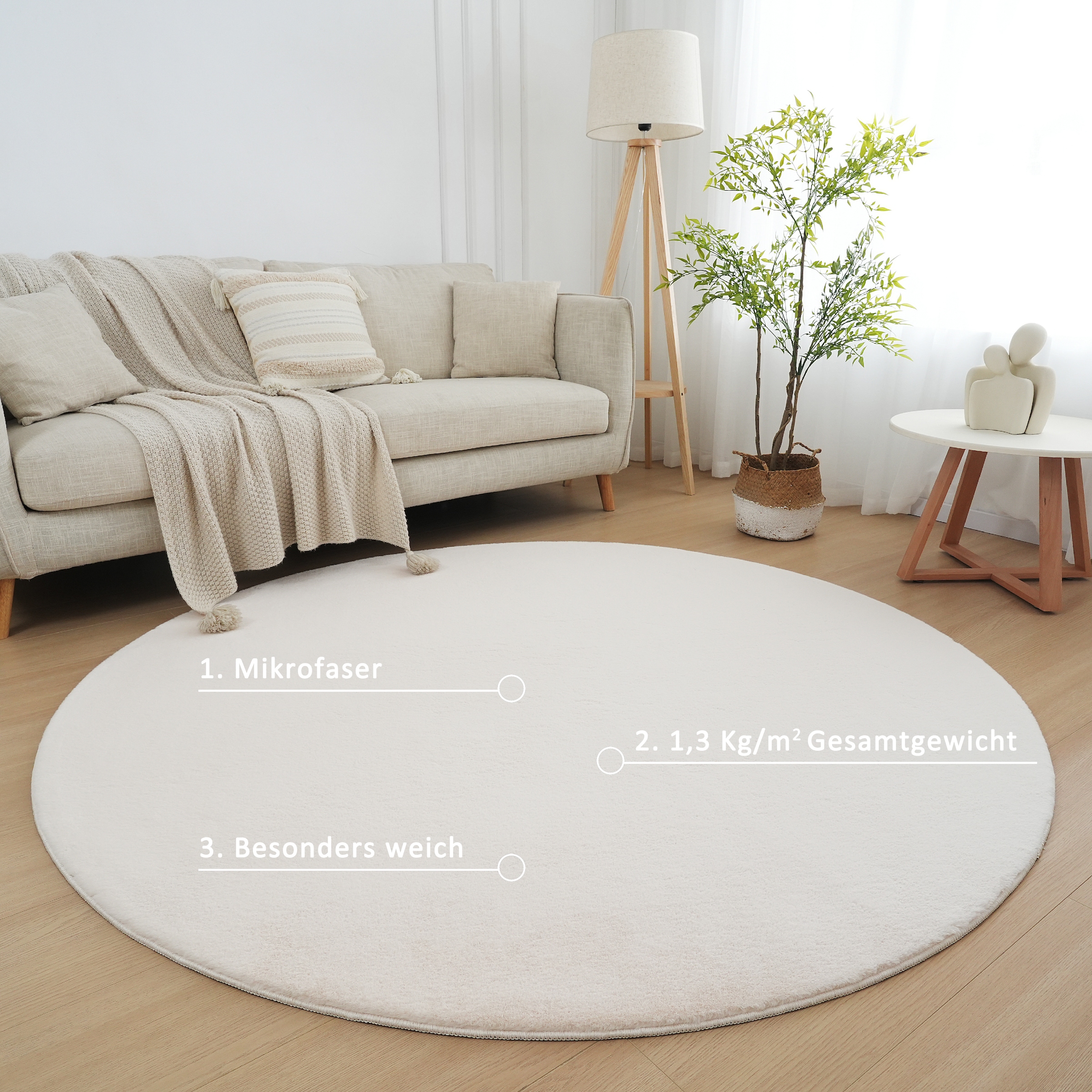Leonique Fellteppich »Balu«, rund, 20 mm Höhe, Kunstfell in Kaninchenfell Haptik, fussbodenheizungsgeeignet, pflegeleicht, ideale Teppiche für Wohnzimmer, Schlafzimmer, Esszimmer, Arbeitszimmer
