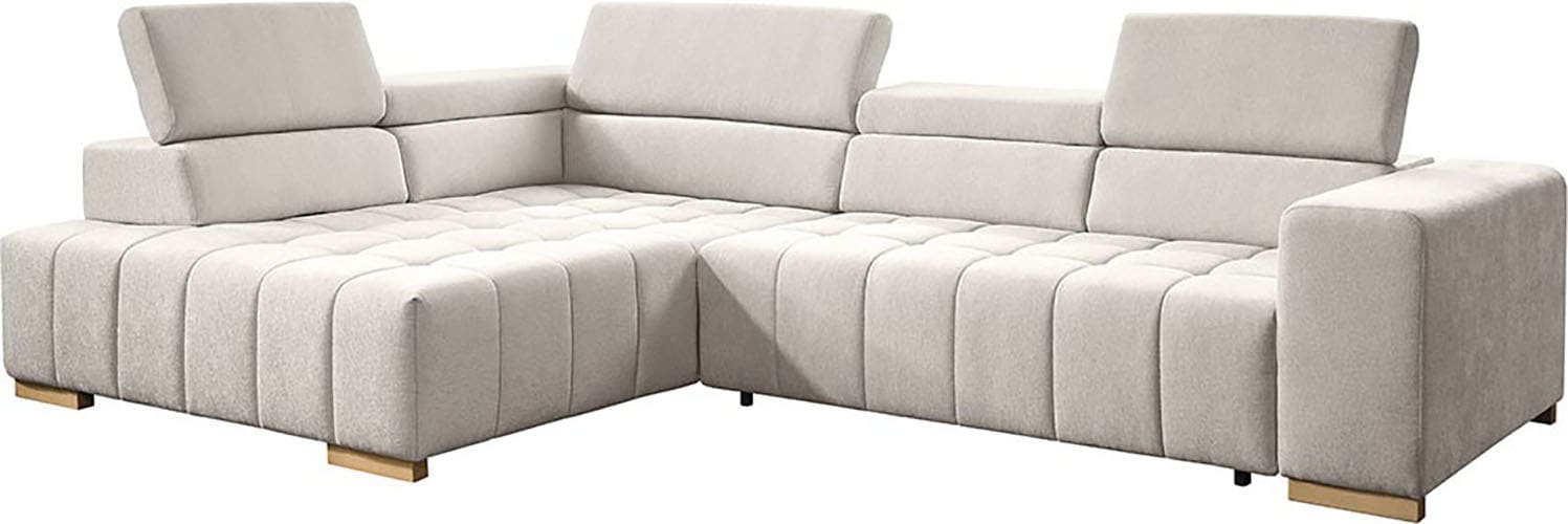 exxpo - sofa fashion Ecksofa »Elianos, hoher Sitzkomfort, aufwendige Kreuzsteppung im Sitz, L-Form« Kopfteile & Sitztiefe verstellbar, ohne Bettfunktion