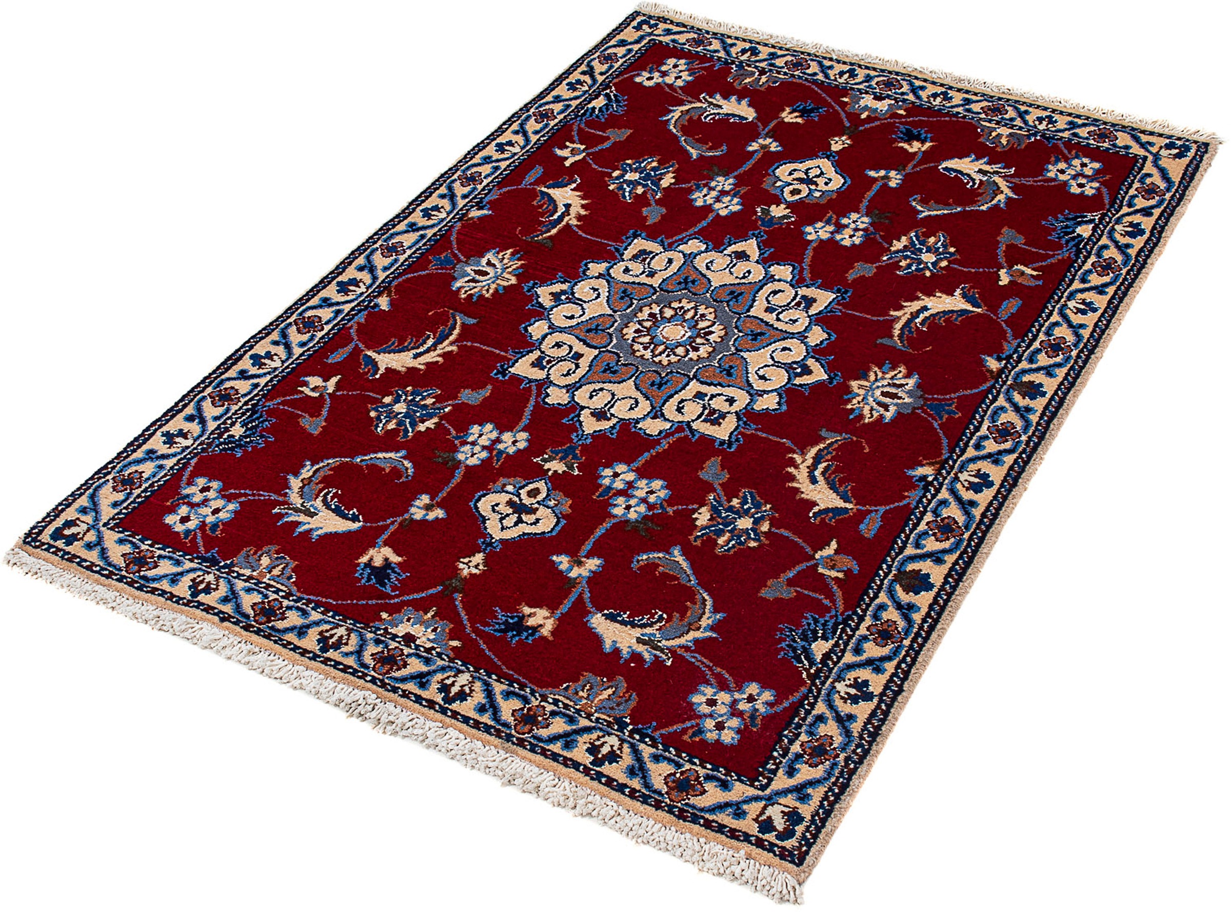 Image of morgenland Orientteppich »Perser - Nain - Royal - 128 x 87 cm - dunkelrot«, rechteckig, 10 mm Höhe, Wohnzimmer, Handgeknüpft, Einzelstück mit Zertifikat bei Ackermann Versand Schweiz