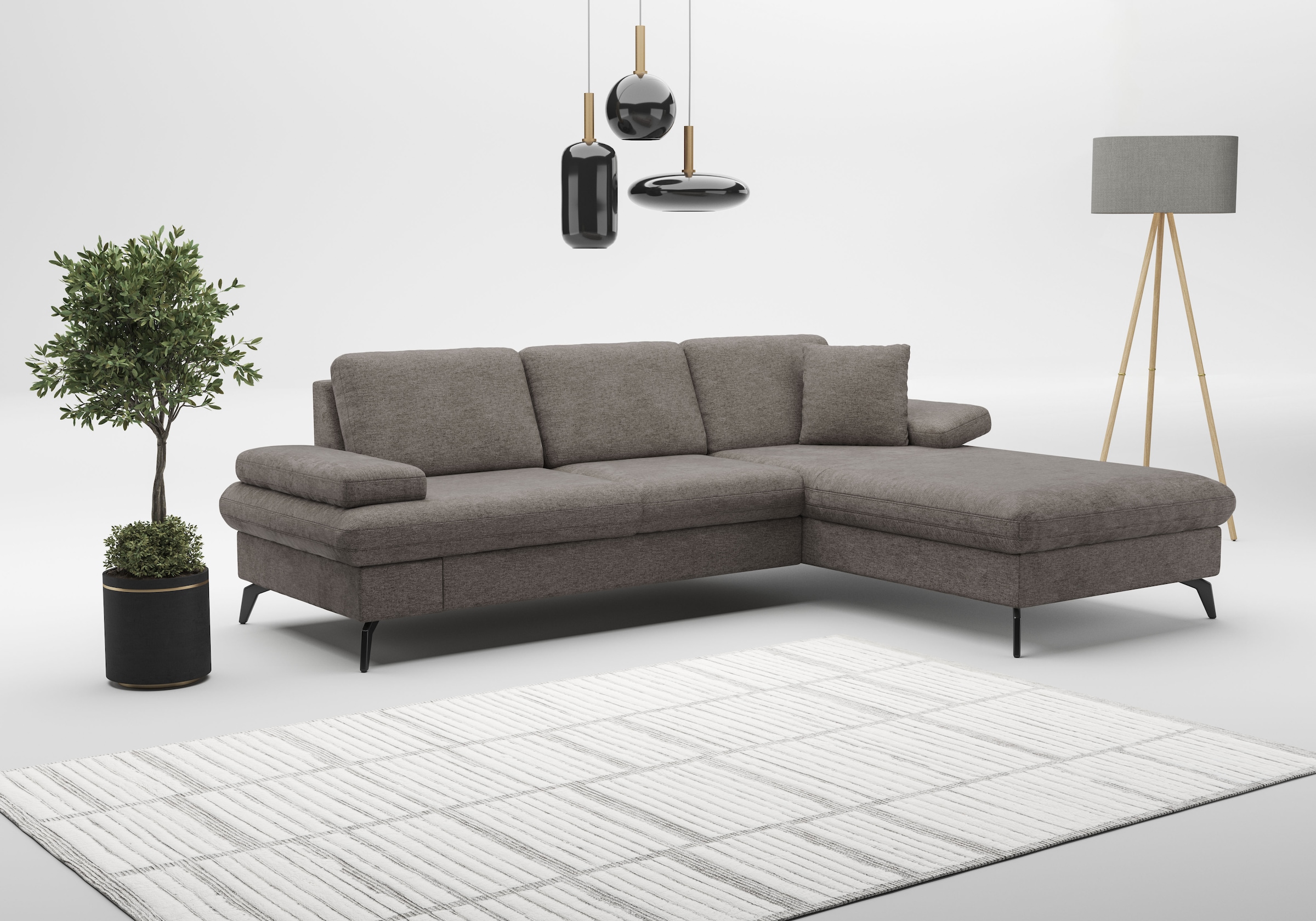 sit&more Canapé d'angle »Morris Jubi L-Form, B: 247 cm« mit Armteilfunktion & 1 Zierkissen, optional Bettfunktion