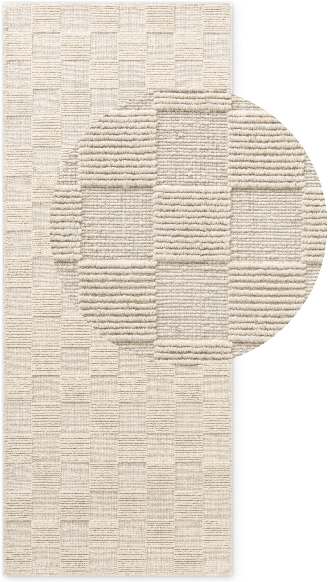 Villeroy & Boch Tapis en laine »Scala« Rectangulaire 10 mm Höhe Handgewebt, Wolle, Kariert, Natur, 3D-Struktur, Karo, Wohnzimmer