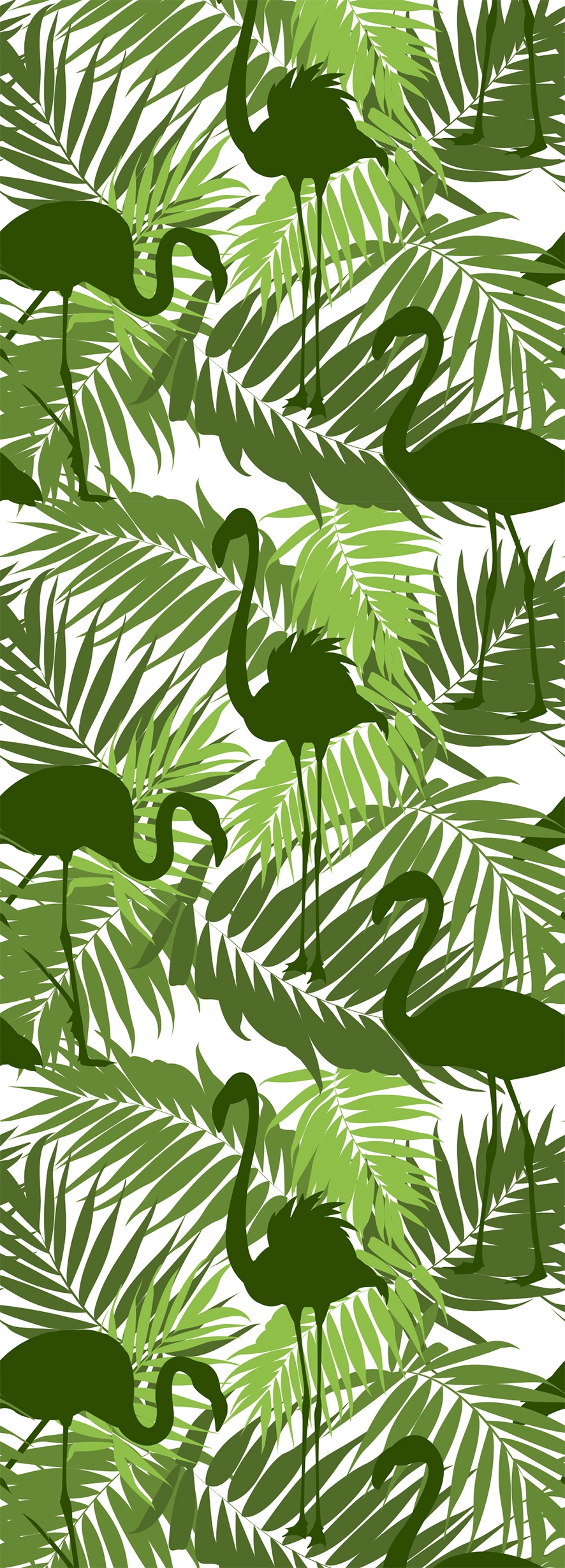Image of queence Vinyltapete "Tropische Blätter-Flamingo-Grün" Motiv bedruckt botanisch floral gemustert natürlich glatt 90x250cm, selbstklebend, kinderleichte Anbringung, Sticker