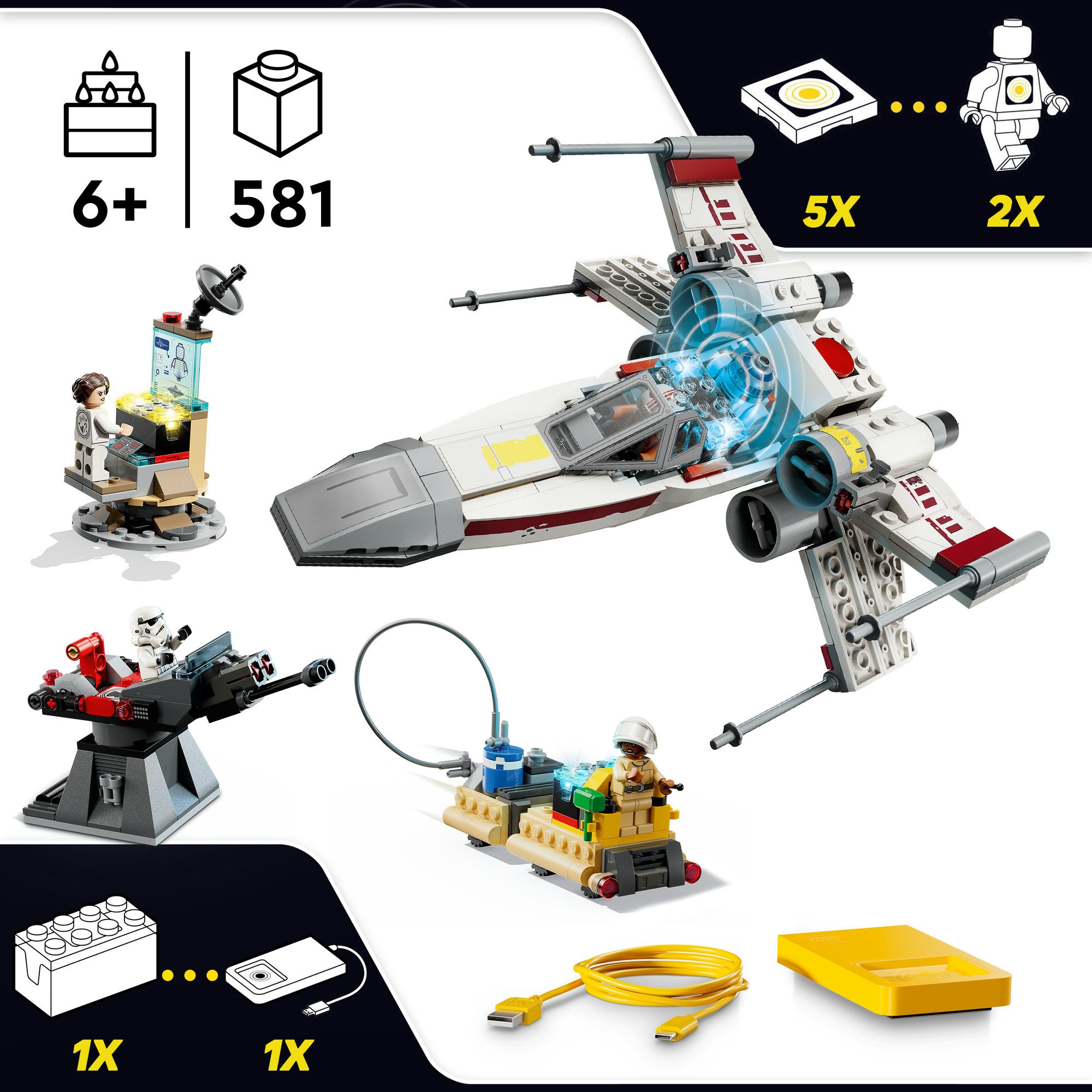 LEGO® Pions de construction »SMART Play: Lukes Rot Fünf X-Wing (75423), LEGO Star Wars™« mit Licht- und Soundeffekten